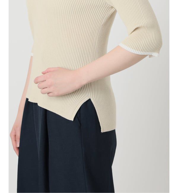  「【洗える】バイカラーポロ襟ニット」|ニット・セーター|