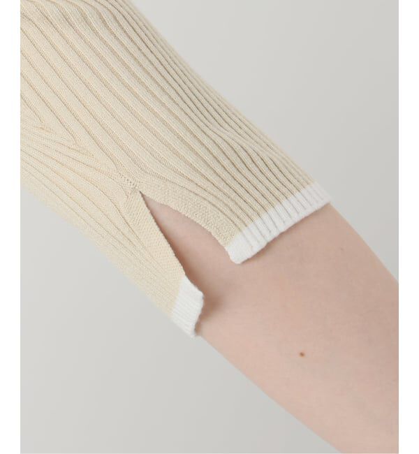  「【洗える】バイカラーポロ襟ニット」|ニット・セーター|