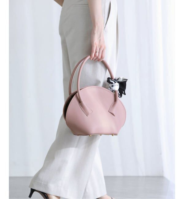  「M Rose/エンメローズ ラウンドレザートートバッグ」|トートバッグ|パープル