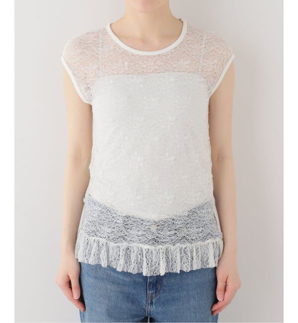  「【洗える】Mewl / ミュール レースフレンチタンク」|タンクトップ|