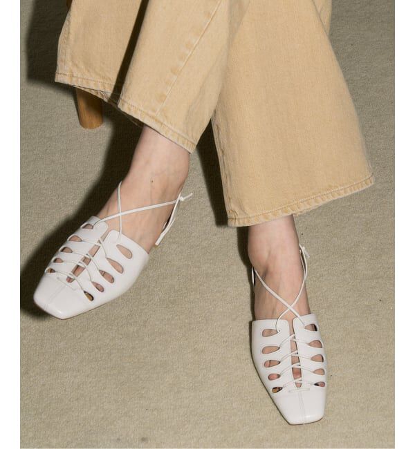GRISE「GRISEレザースクエアカットワークレースアップフラット」|その他|