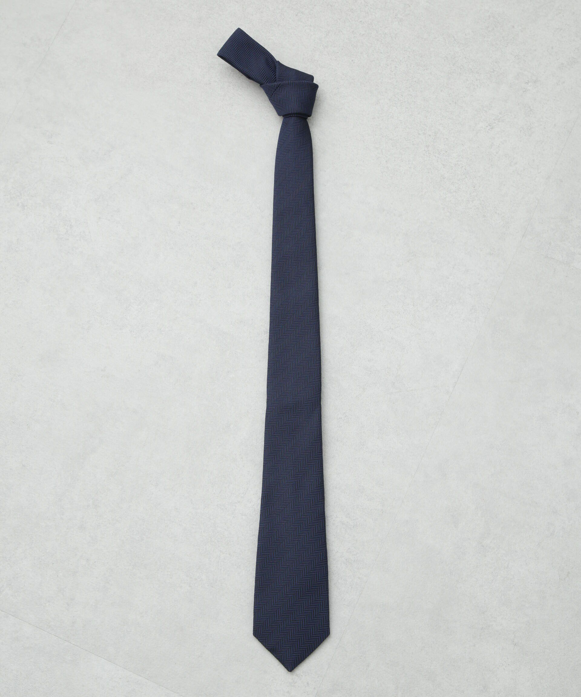 nano･universe「京都ウォッシャブルヘリンボーンソリッドネクタイ」|ネクタイ・蝶ネクタイ|ネイビー