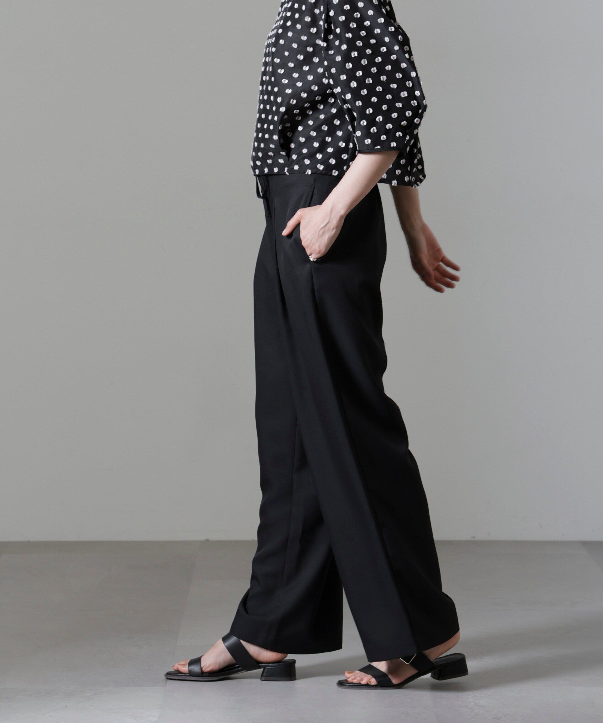 nano･universe「ウエストリボンベルトパンツ(セットアップ可)」|チノ|