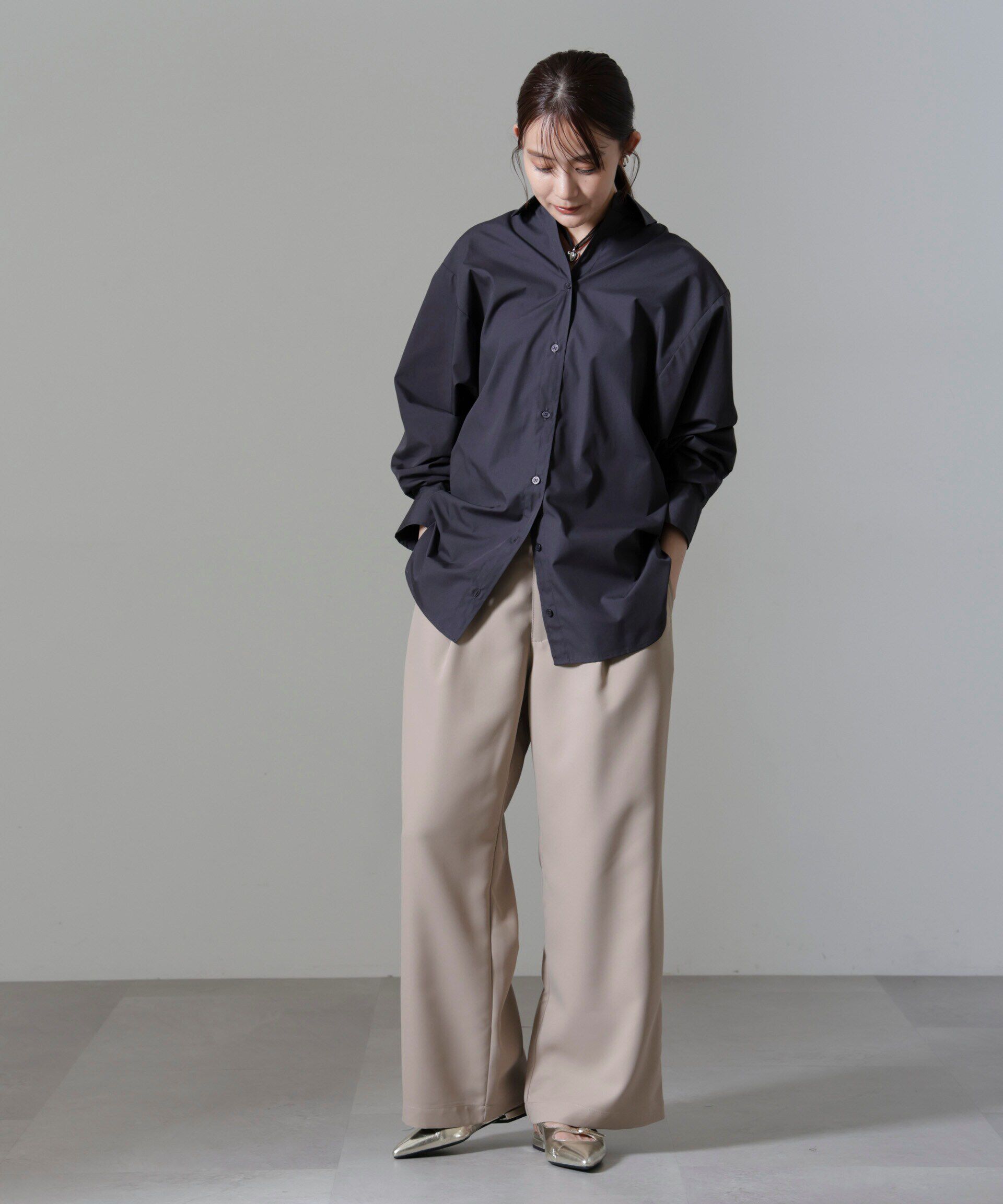 nano･universe「ウエストリボンベルトパンツ(セットアップ可)」|チノ|