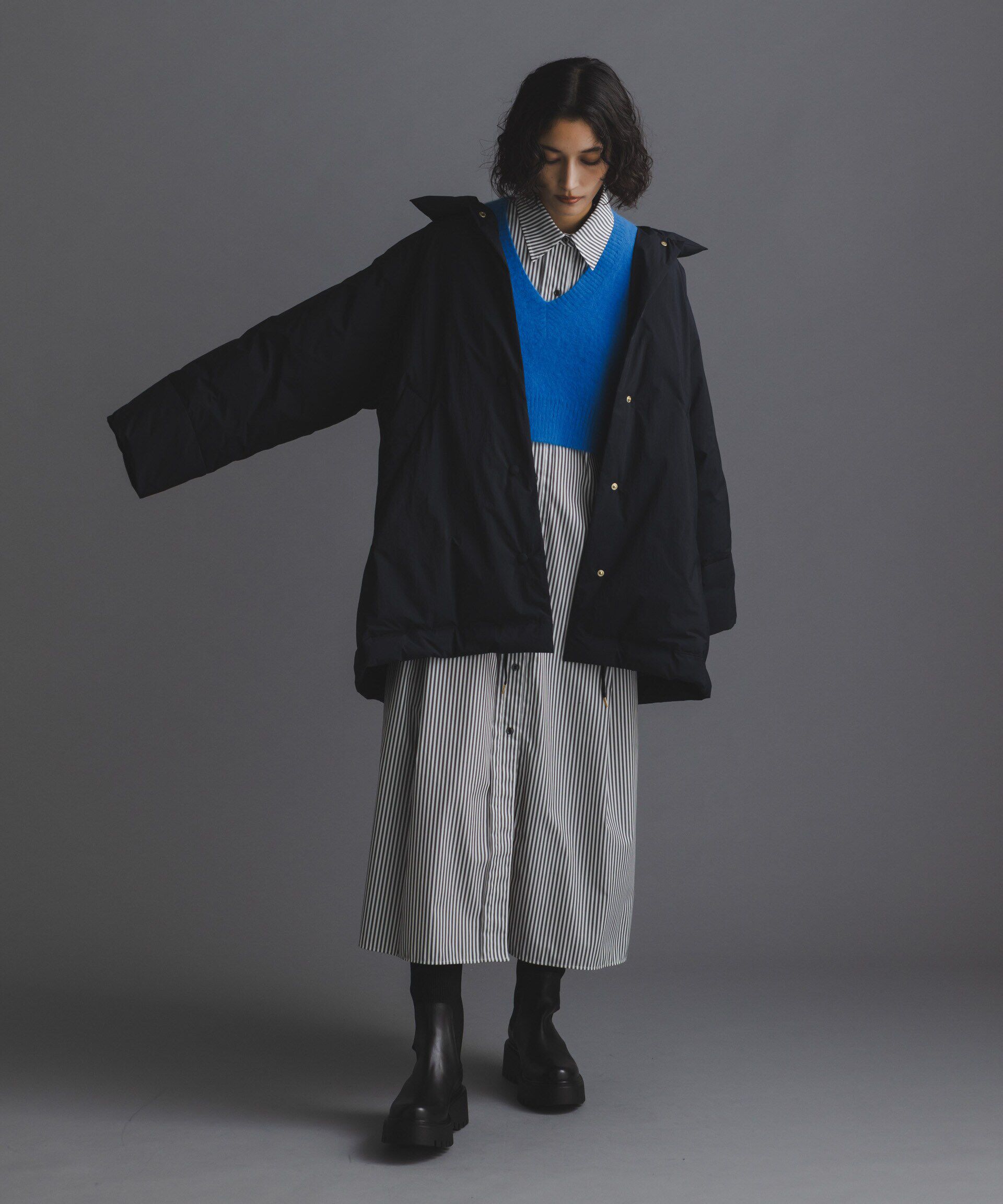 nano･universe「「西川ダウン(R)」ミドル丈バックタックコート」|ダウン|