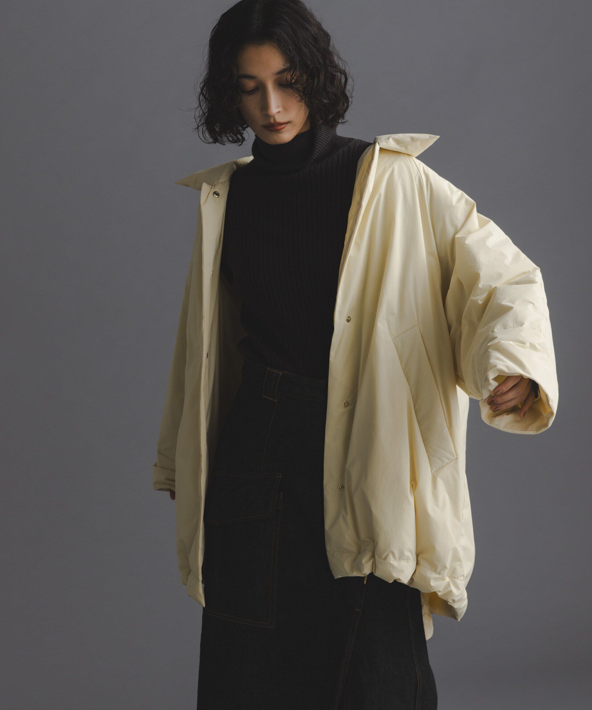 nano･universe「「西川ダウン(R)」ミドル丈バックタックコート」|ダウン|