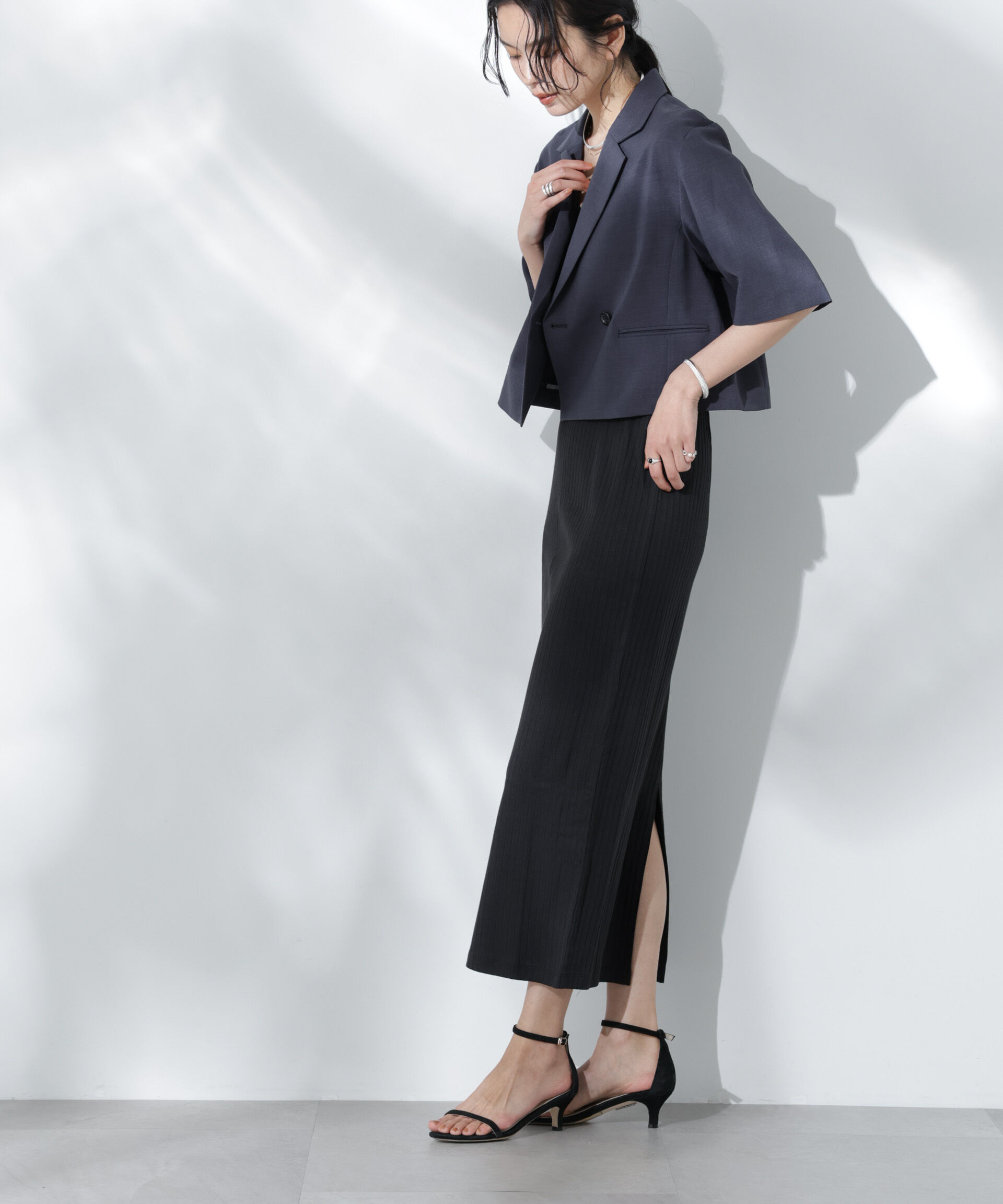 nano･universe「Anti Soaked(R) 汗染み防止リブタイトスカート（セットアップ可）」|スカート|