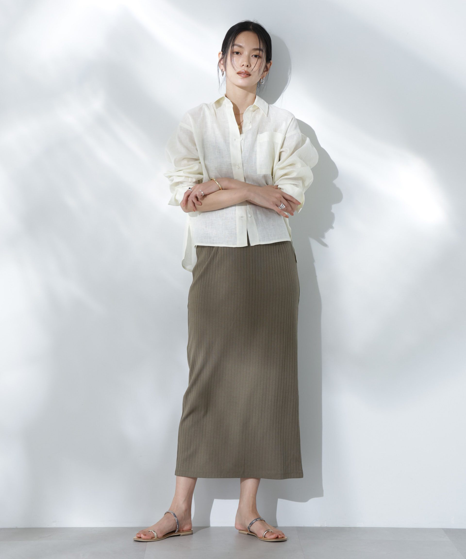 nano･universe「Anti Soaked(R) 汗染み防止リブタイトスカート（セットアップ可）」|スカート|