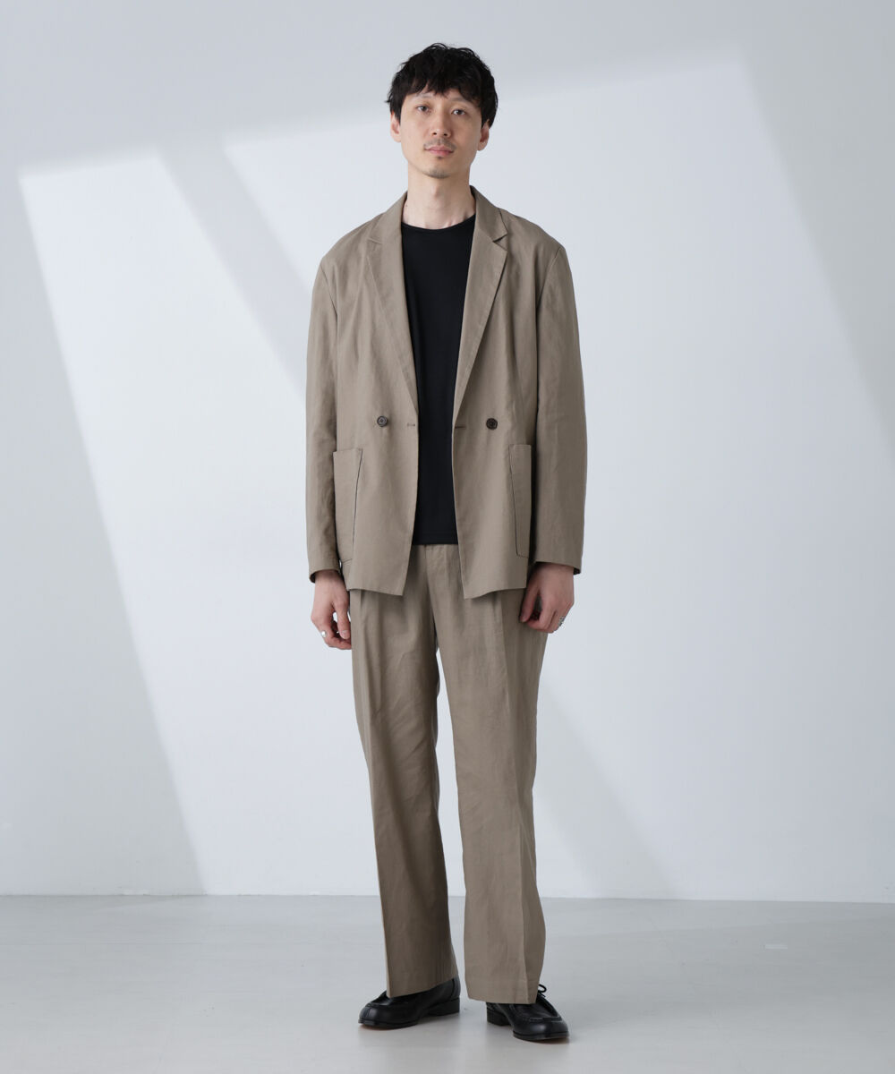 nano･universe「「BELGIUM LINEN FABRICS」リネンコットンダブルジャケット(セットアップ可)」|テーラードジャケット|
