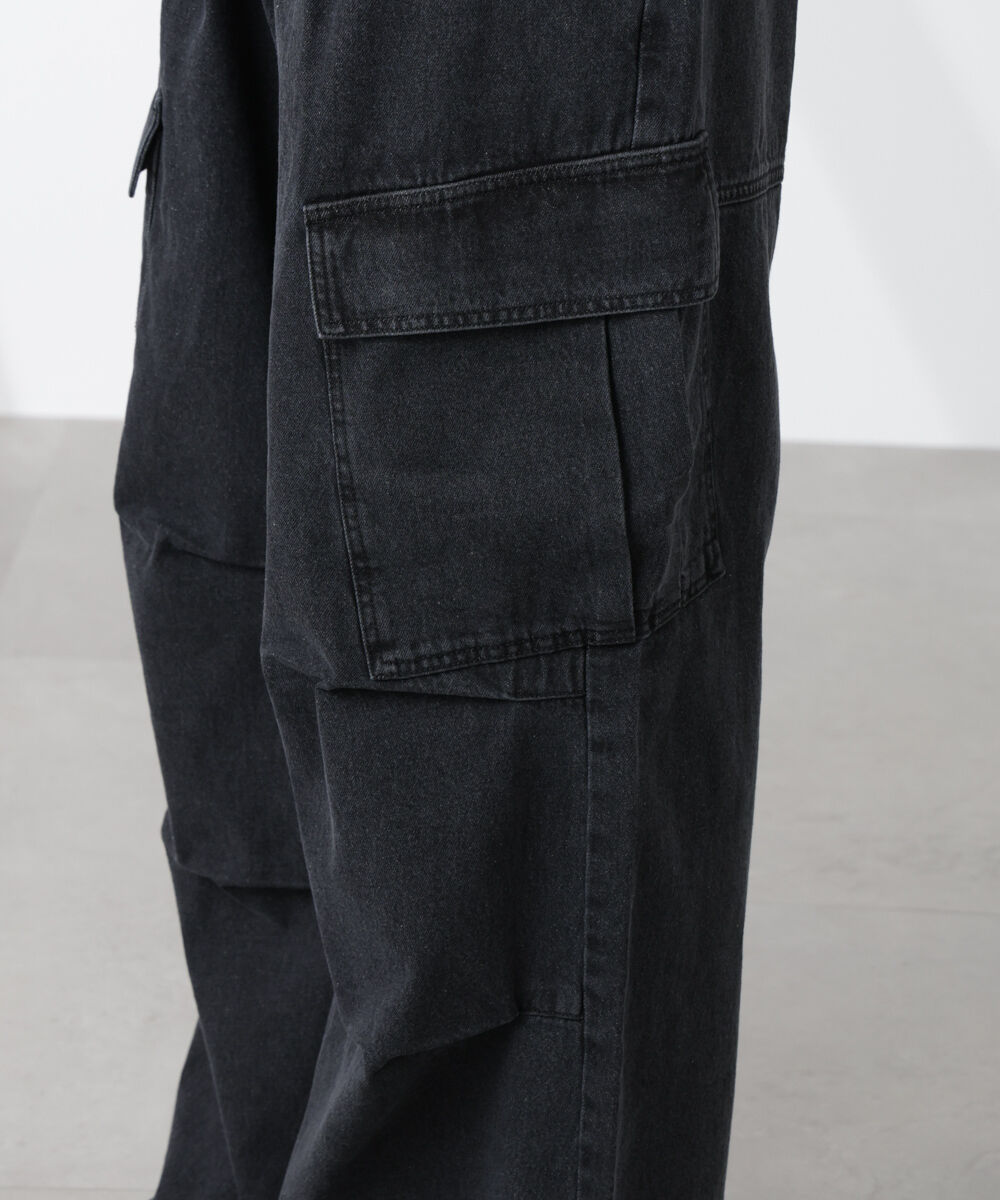 nano･universe「ビッグポケットデニムワイドカーゴパンツ」|チノ|