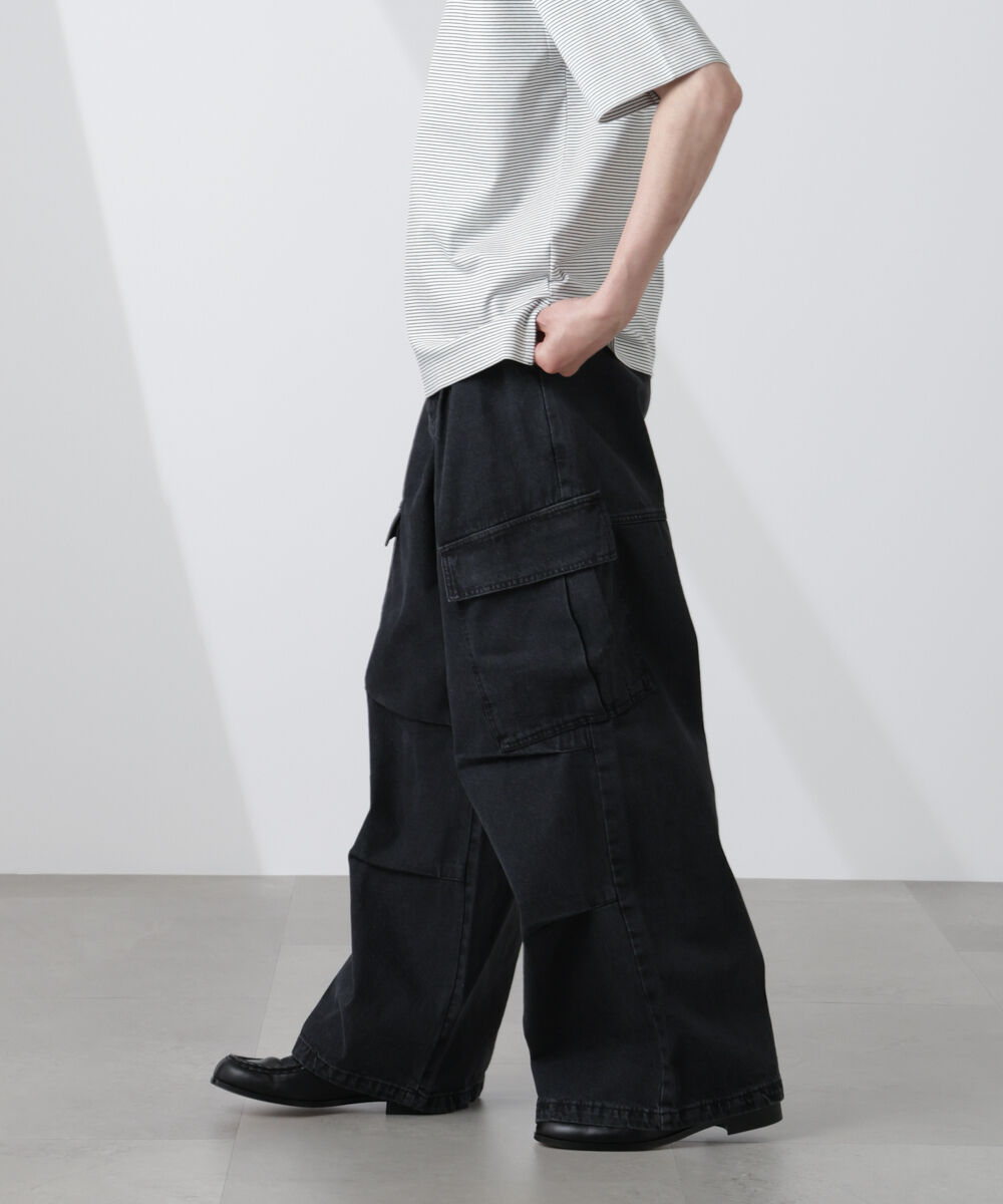 nano･universe「ビッグポケットデニムワイドカーゴパンツ」|チノ|