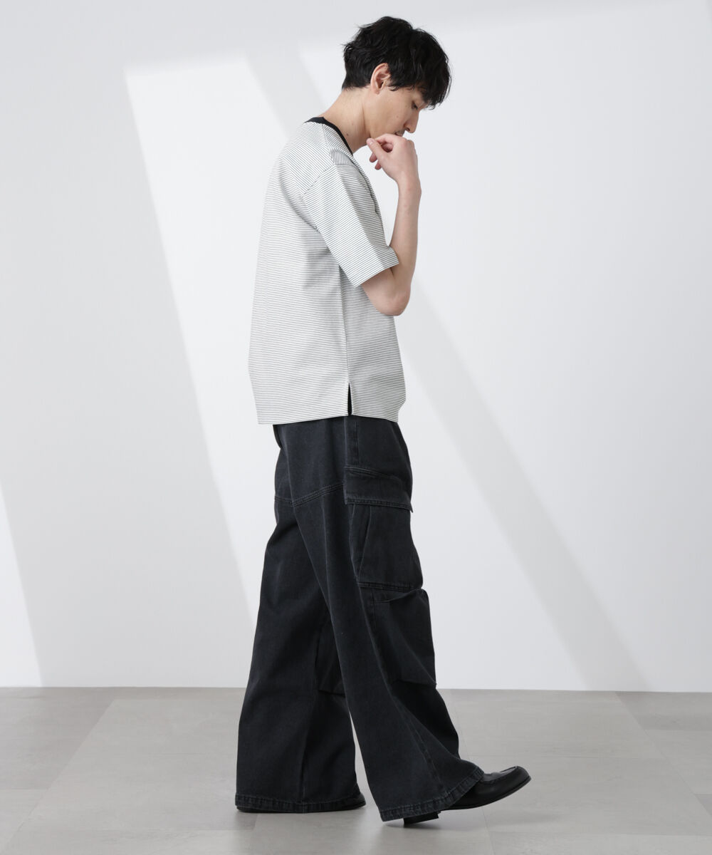 nano･universe「ビッグポケットデニムワイドカーゴパンツ」|チノ|