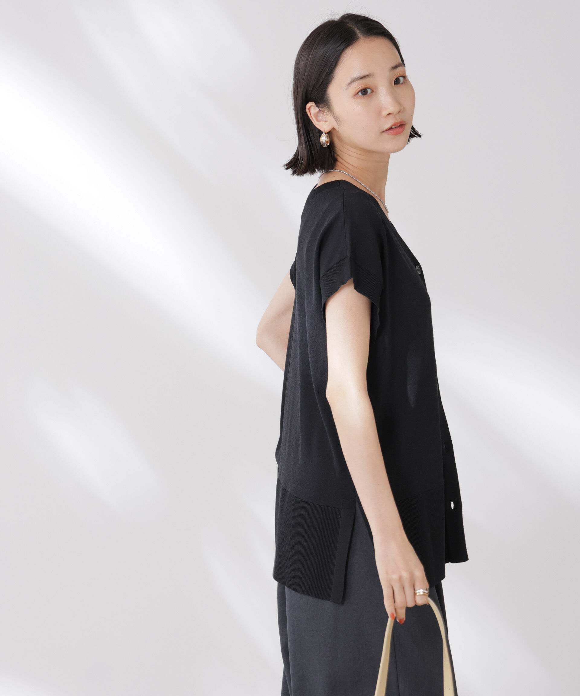 nano･universe「多機能強撚前後2wayフレンチスリーブニット」|ニット・セーター|