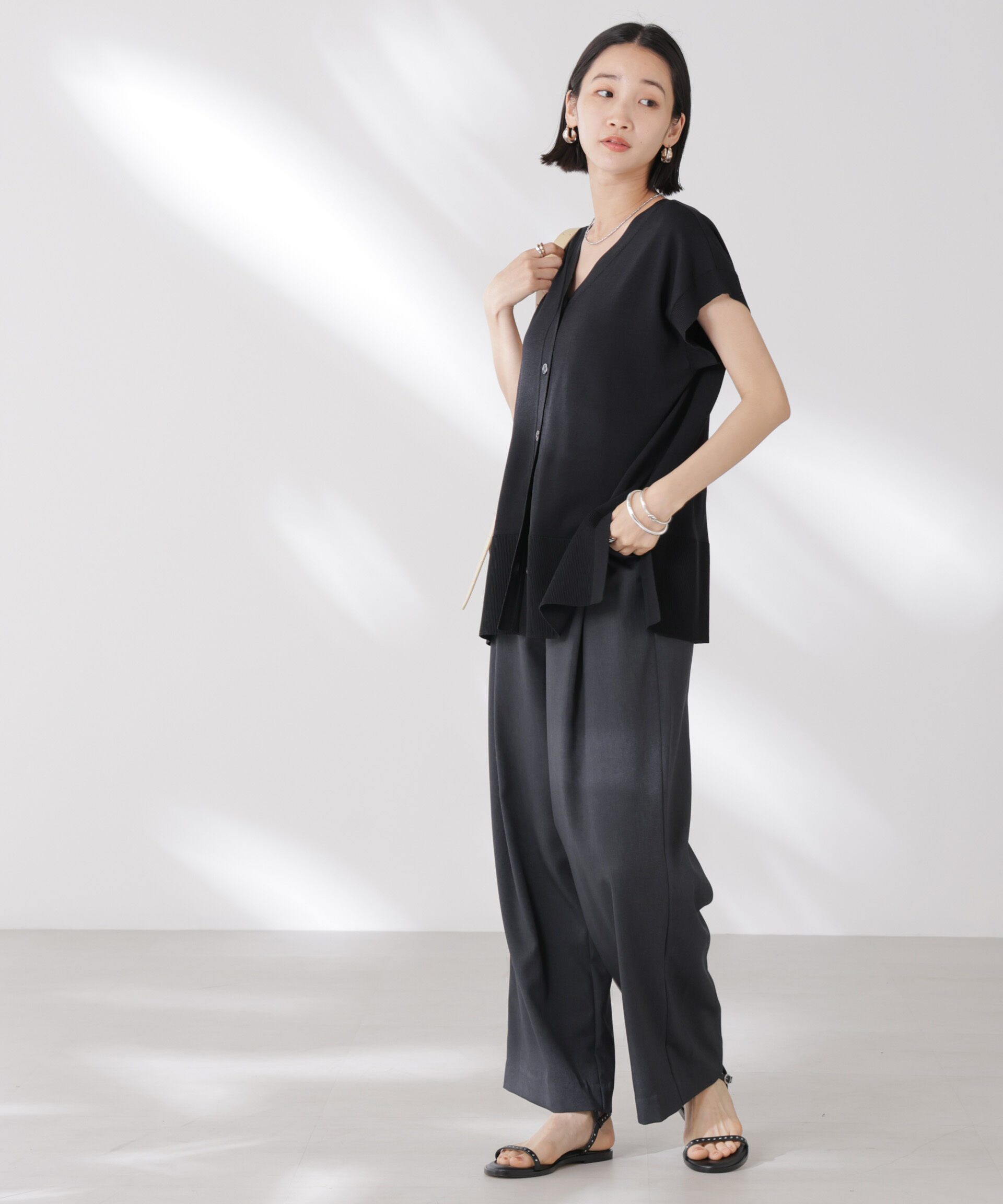 nano･universe「多機能強撚前後2wayフレンチスリーブニット」|ニット・セーター|