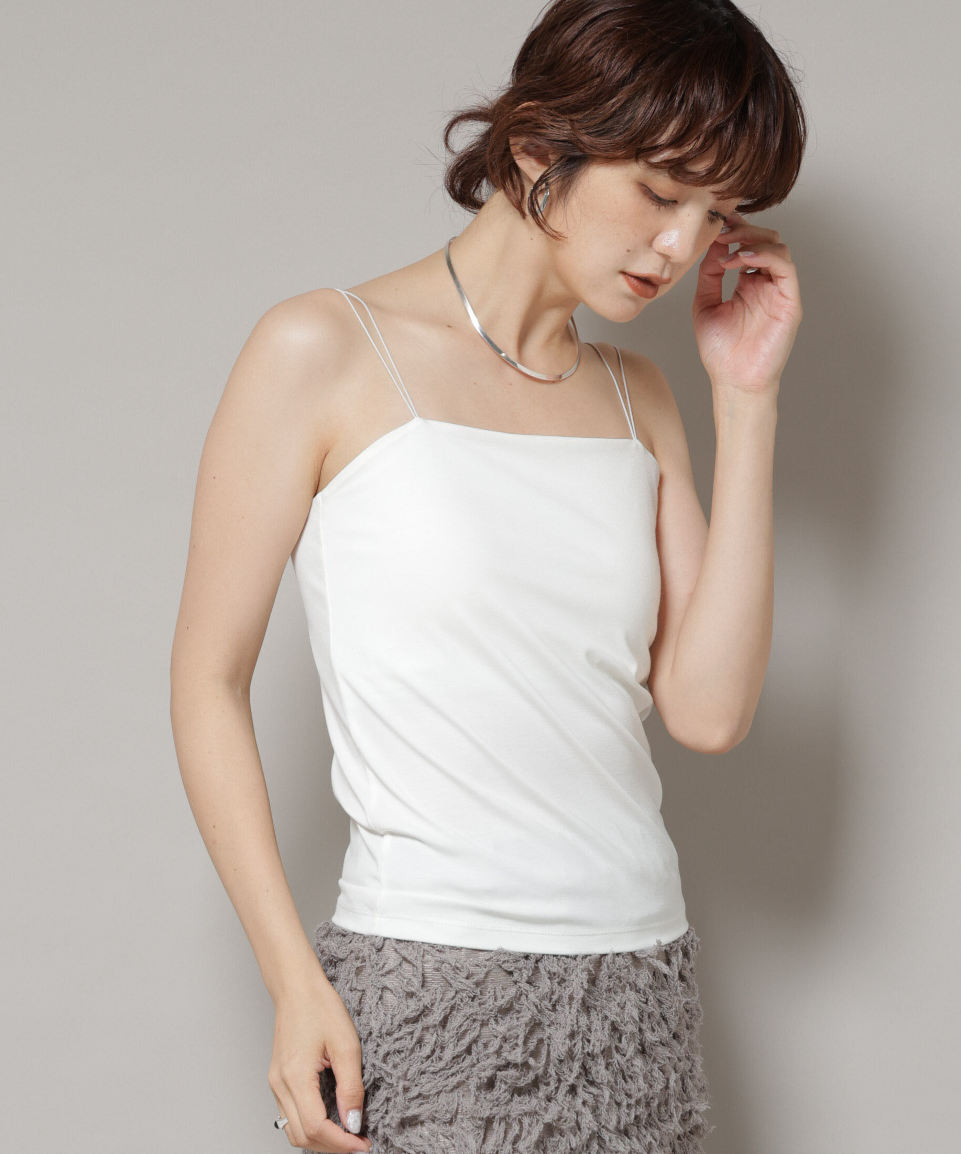 nano･universe「ストレッチポンチカップ付きベアトップキャミソール」|Tシャツ・カットソー|