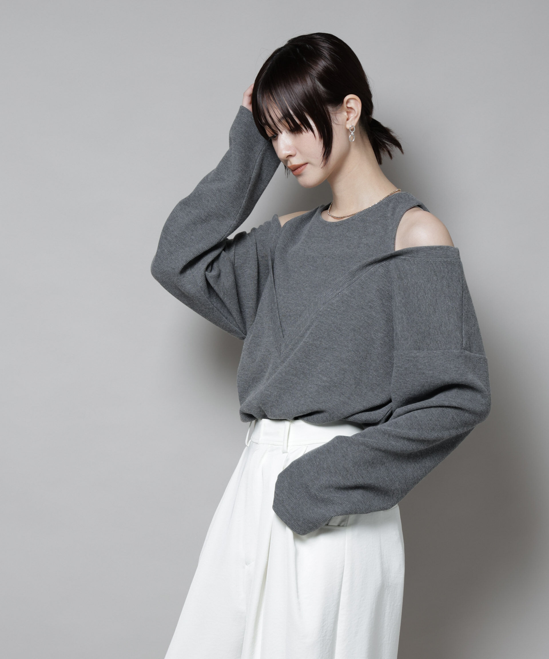 nano･universe「フェイクレイヤードワッフルカットトップス」|Tシャツ・カットソー|