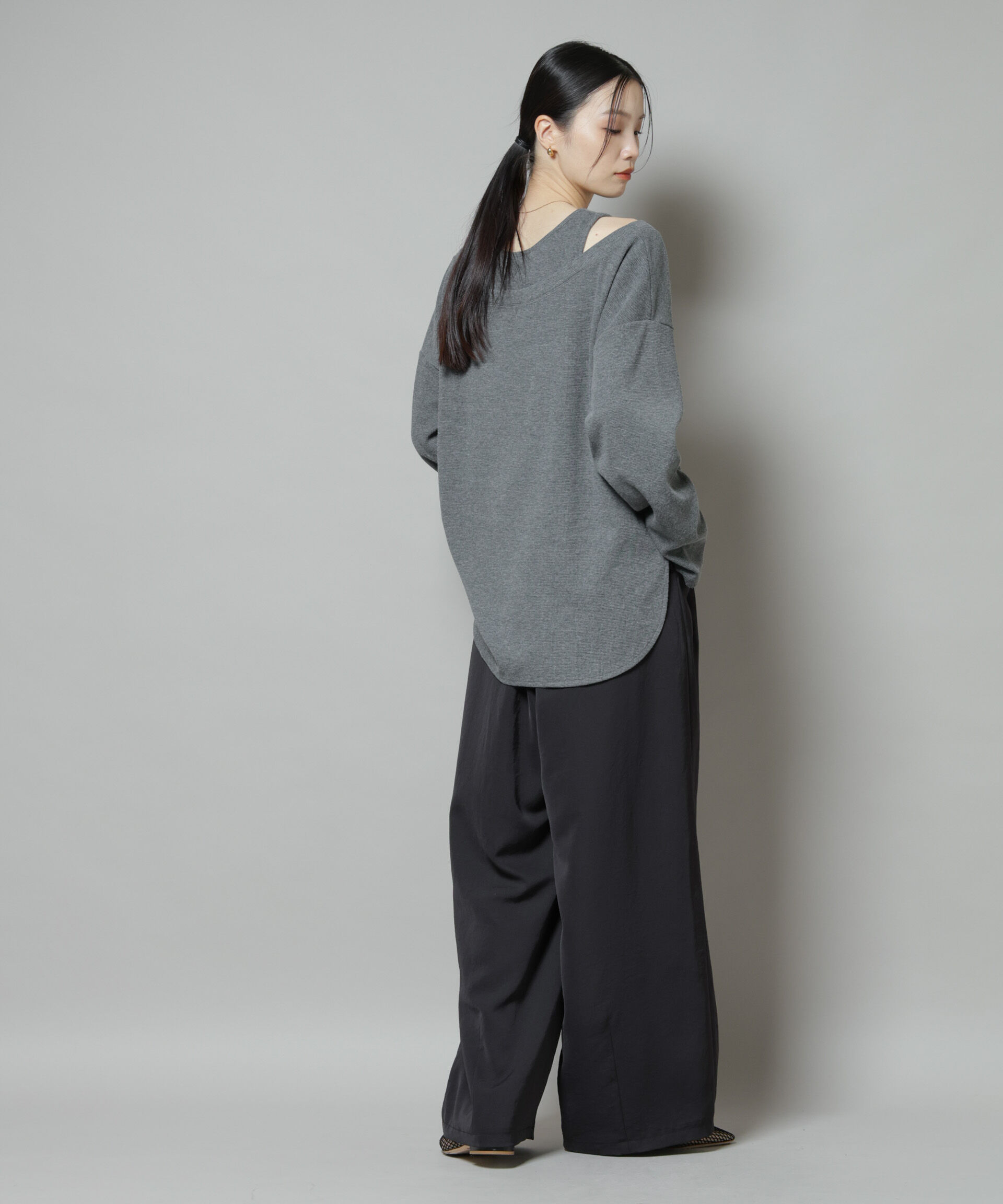 nano･universe「フェイクレイヤードワッフルカットトップス」|Tシャツ・カットソー|