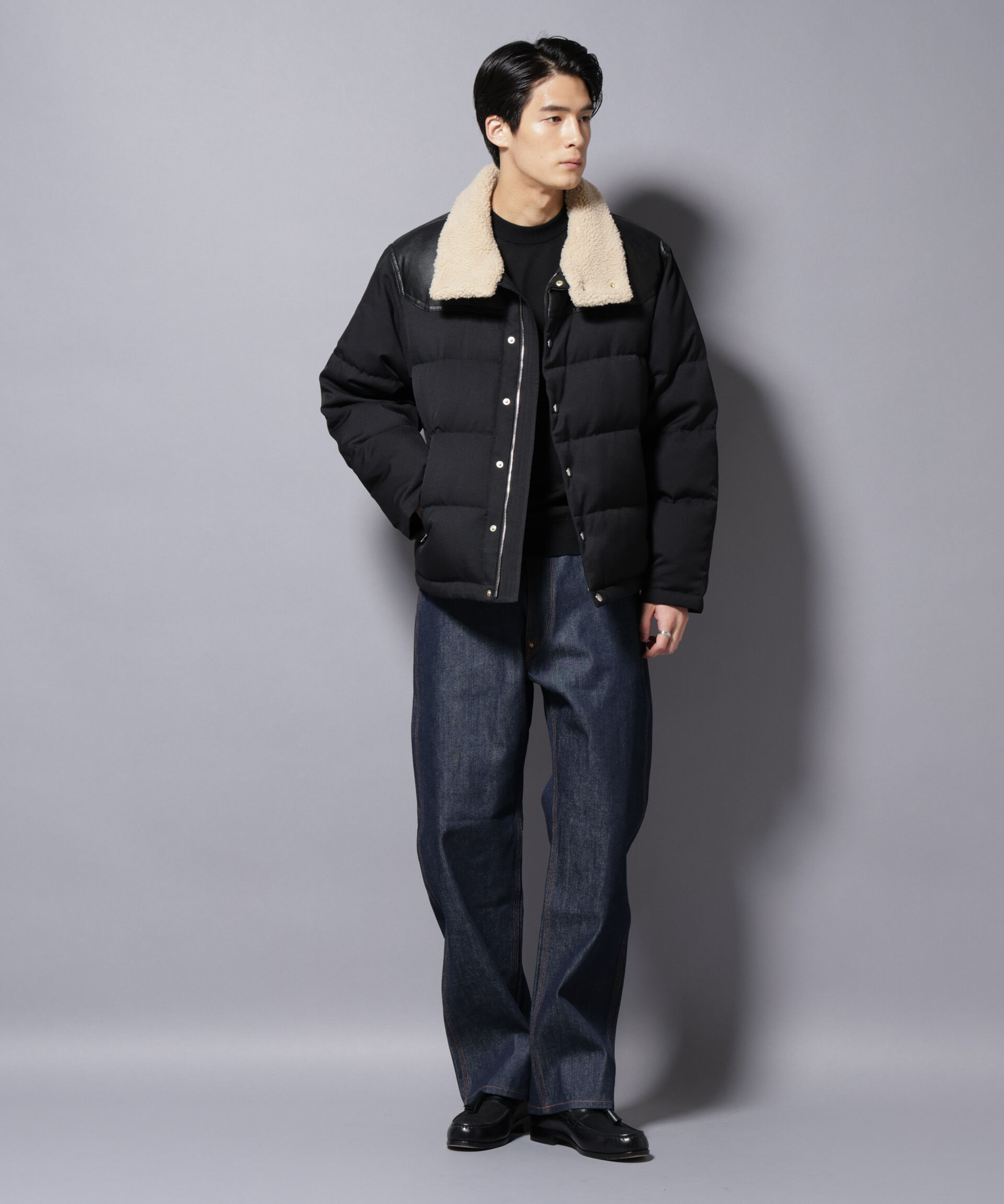 nano･universe「「西川ダウン(R)」ボアカラーサージショートダウン」|ダウン|