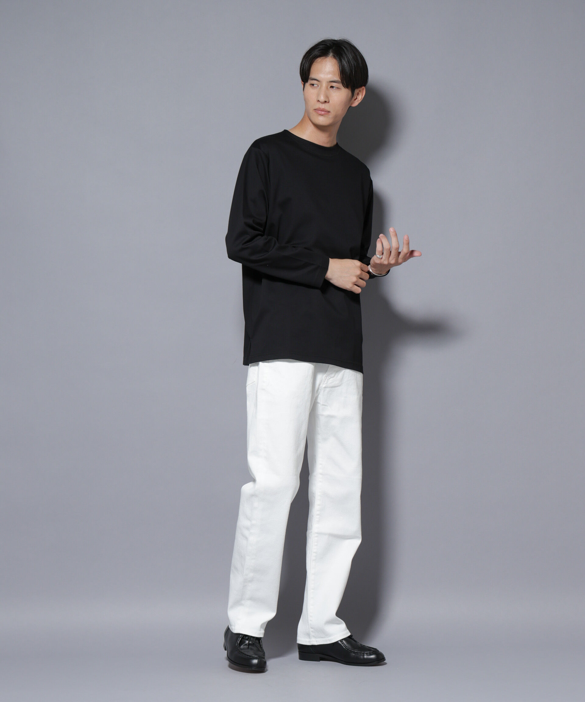 nano･universe「｢NJ/CLUB｣モクロディ ボートネック サイドスリットTシャツ」|Tシャツ・カットソー|