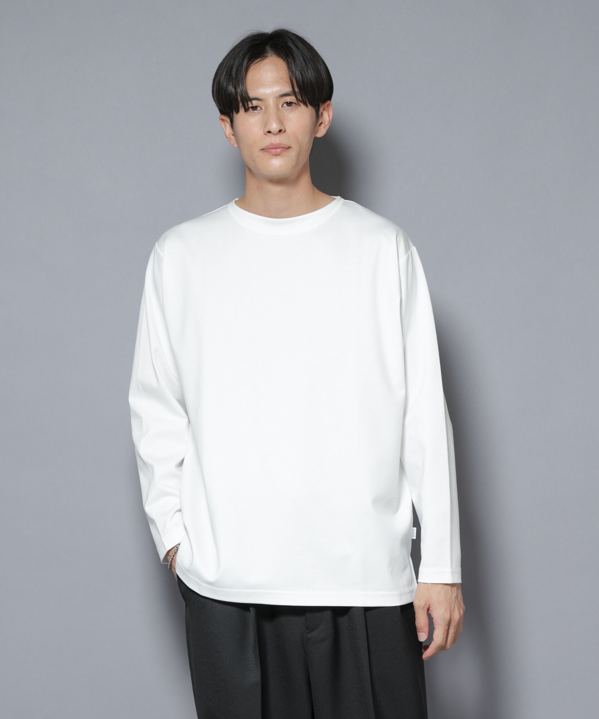 nano･universe「｢NJ/CLUB｣モクロディ ボートネック サイドスリットTシャツ」|Tシャツ・カットソー|