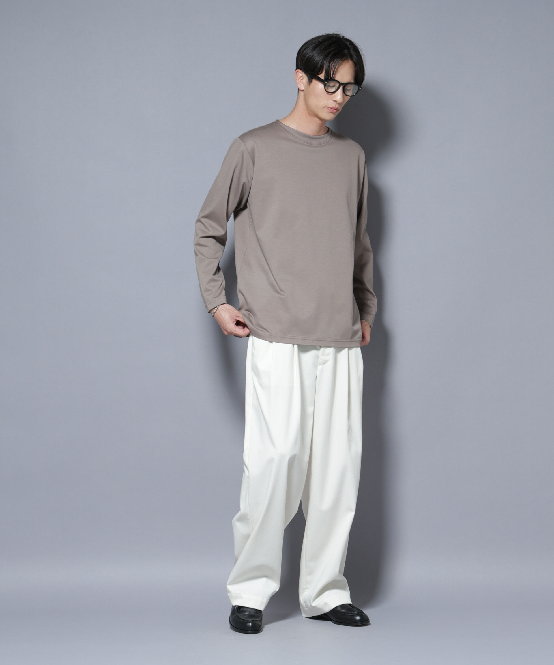 nano･universe「｢NJ/CLUB｣モクロディ ボートネック サイドスリットTシャツ」|Tシャツ・カットソー|