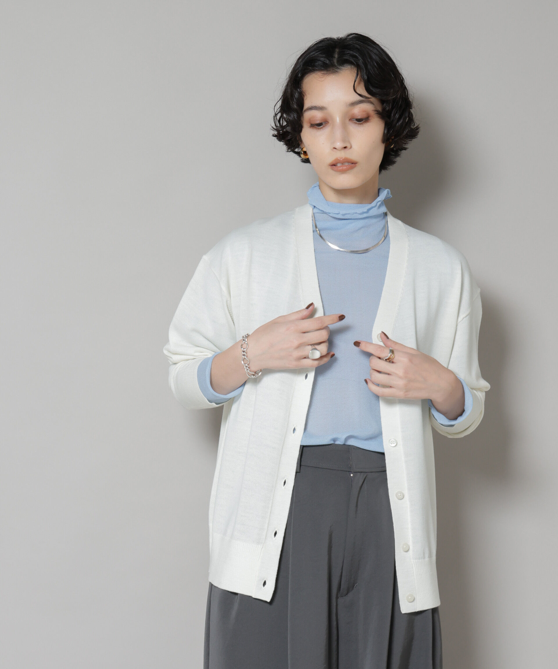 nano･universe「毛玉レスニット2wayカシュクールカーディガン」|ニット・セーター|