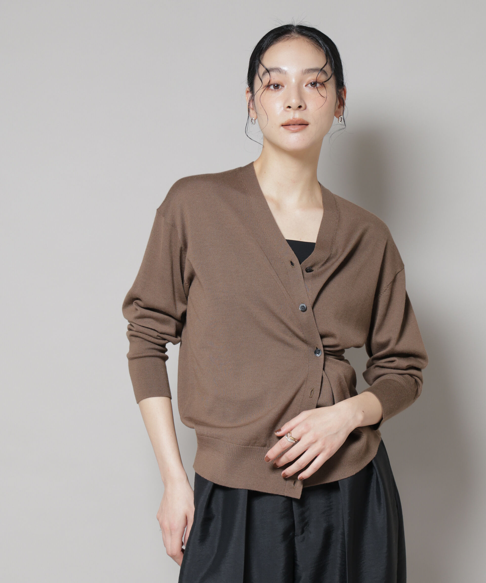 nano･universe「毛玉レスニット2wayカシュクールカーディガン」|ニット・セーター|