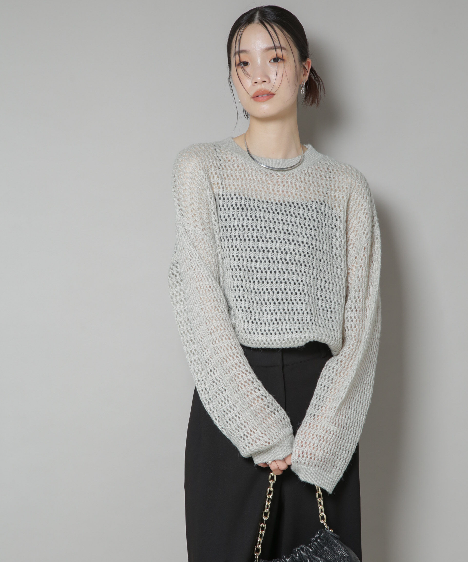 nano･universe「モヘヤライクメッシュニットトップス」|ニット・セーター|