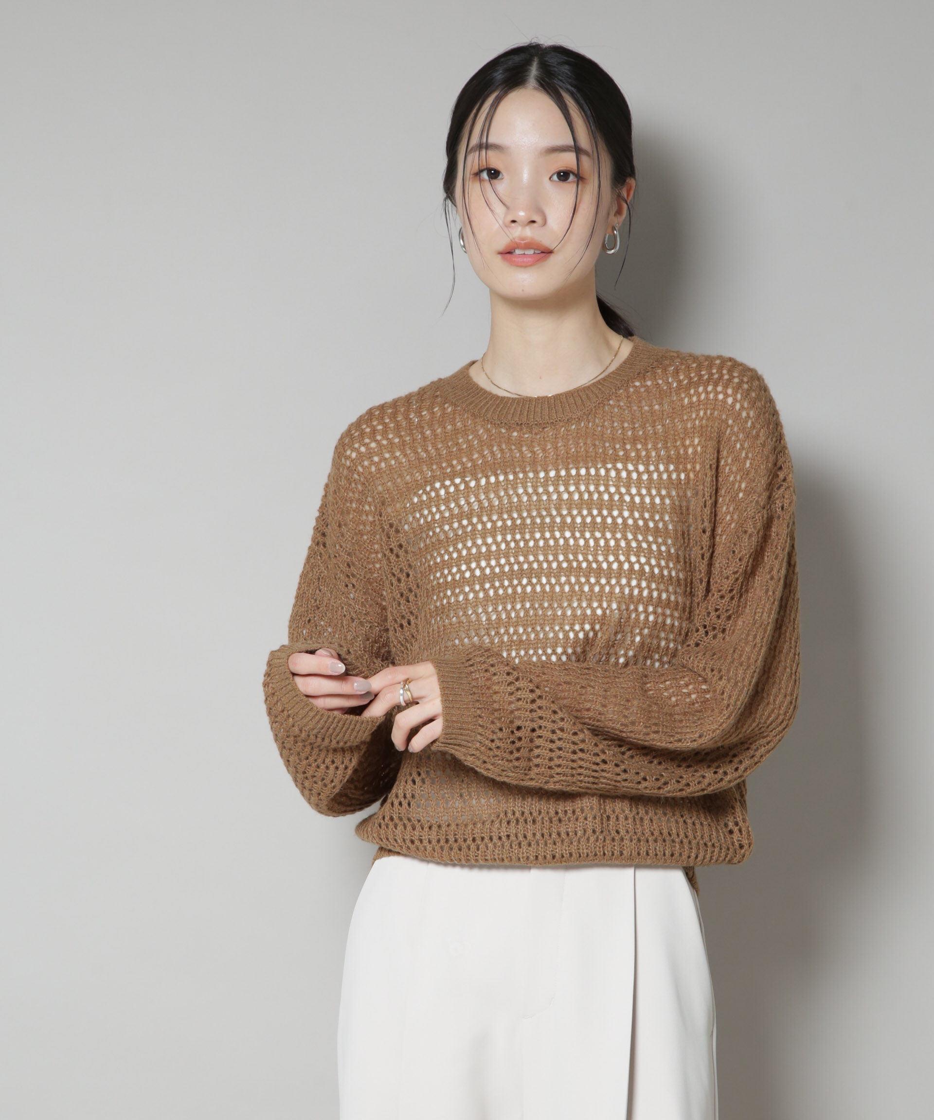 nano･universe「モヘヤライクメッシュニットトップス」|ニット・セーター|