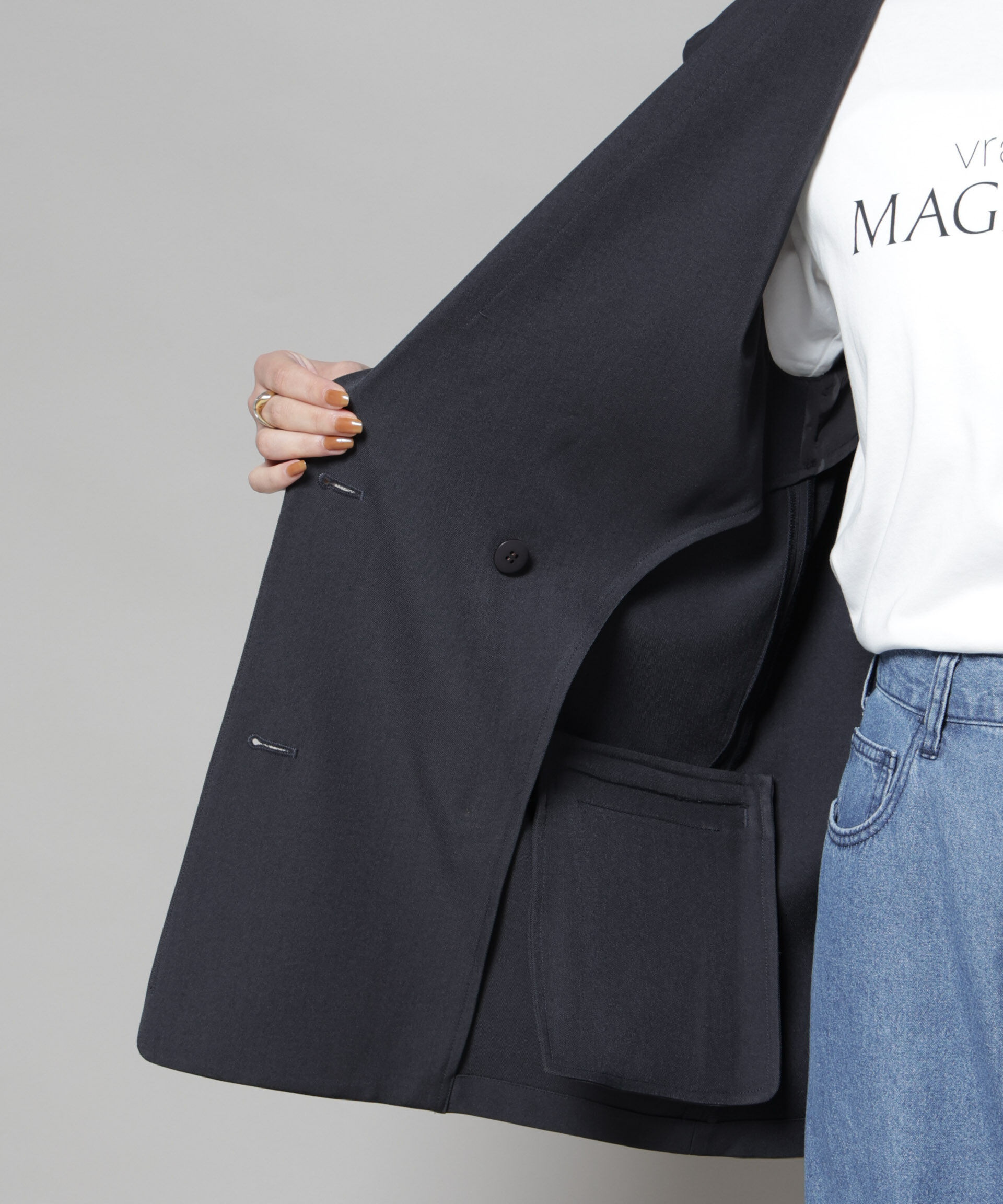 nano･universe「テーラードＷボタンミドルジレ(セットアップ可)」|テーラードジャケット|