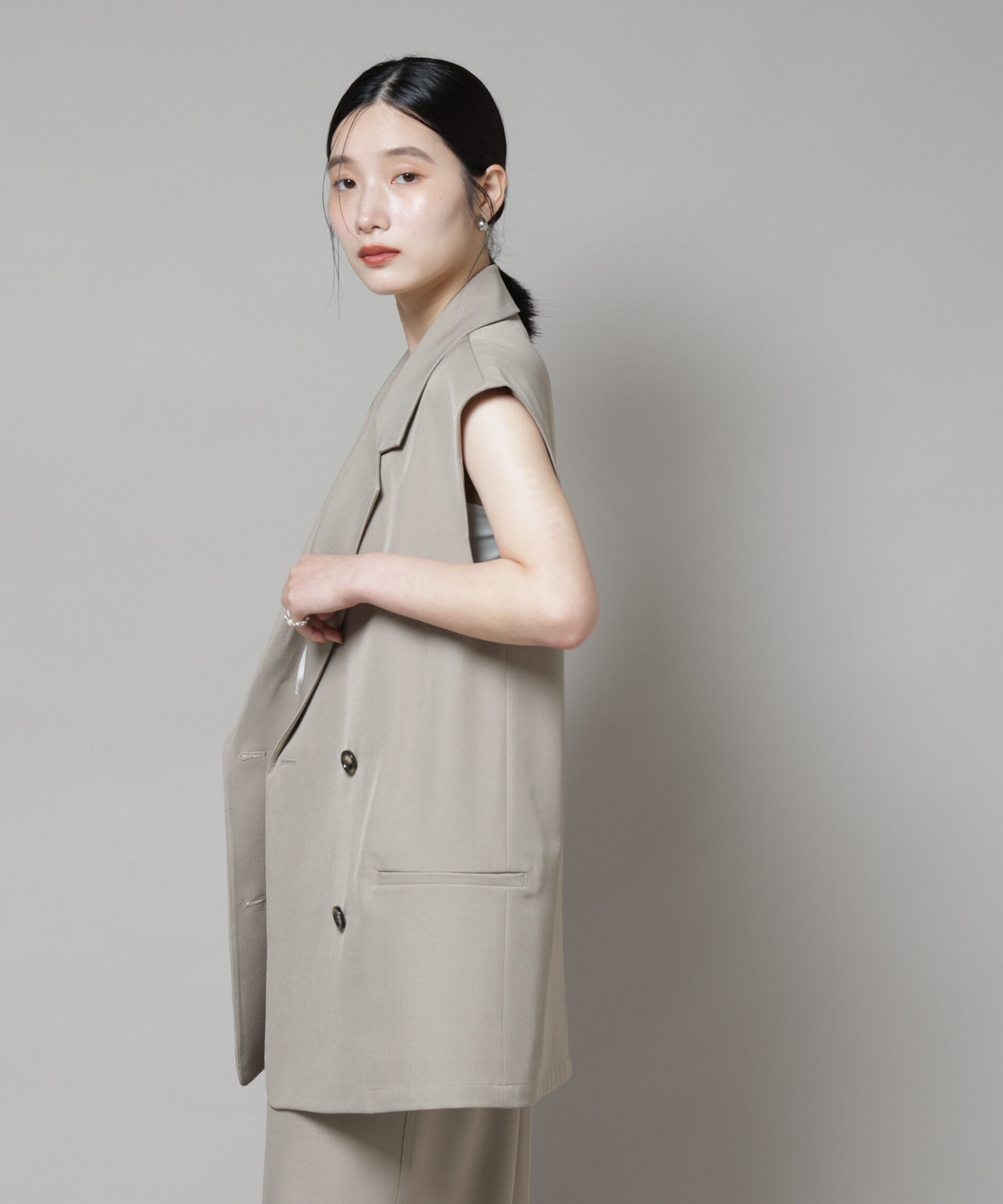 nano･universe「テーラードＷボタンミドルジレ(セットアップ可)」|テーラードジャケット|