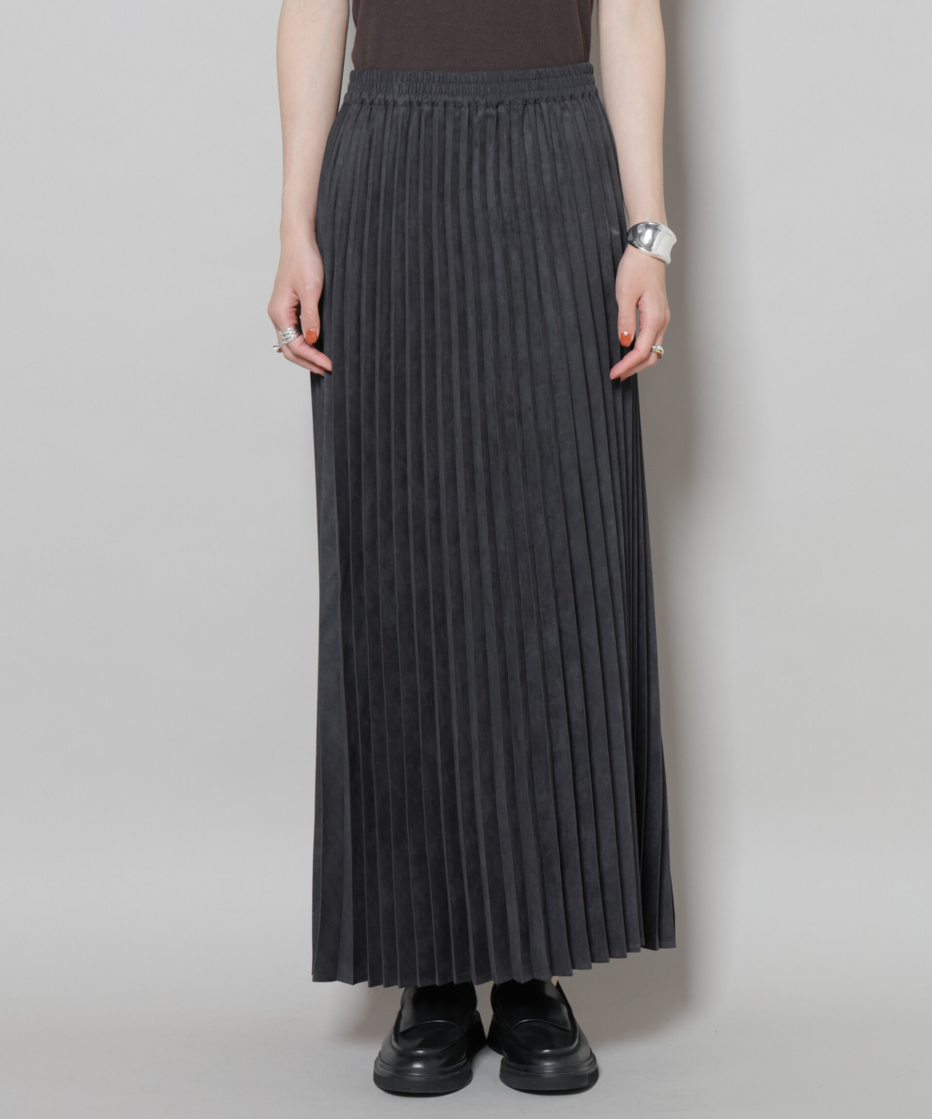 nano･universe「フェイクスエードプリーツスカート(セットアップ可)」|スカート|