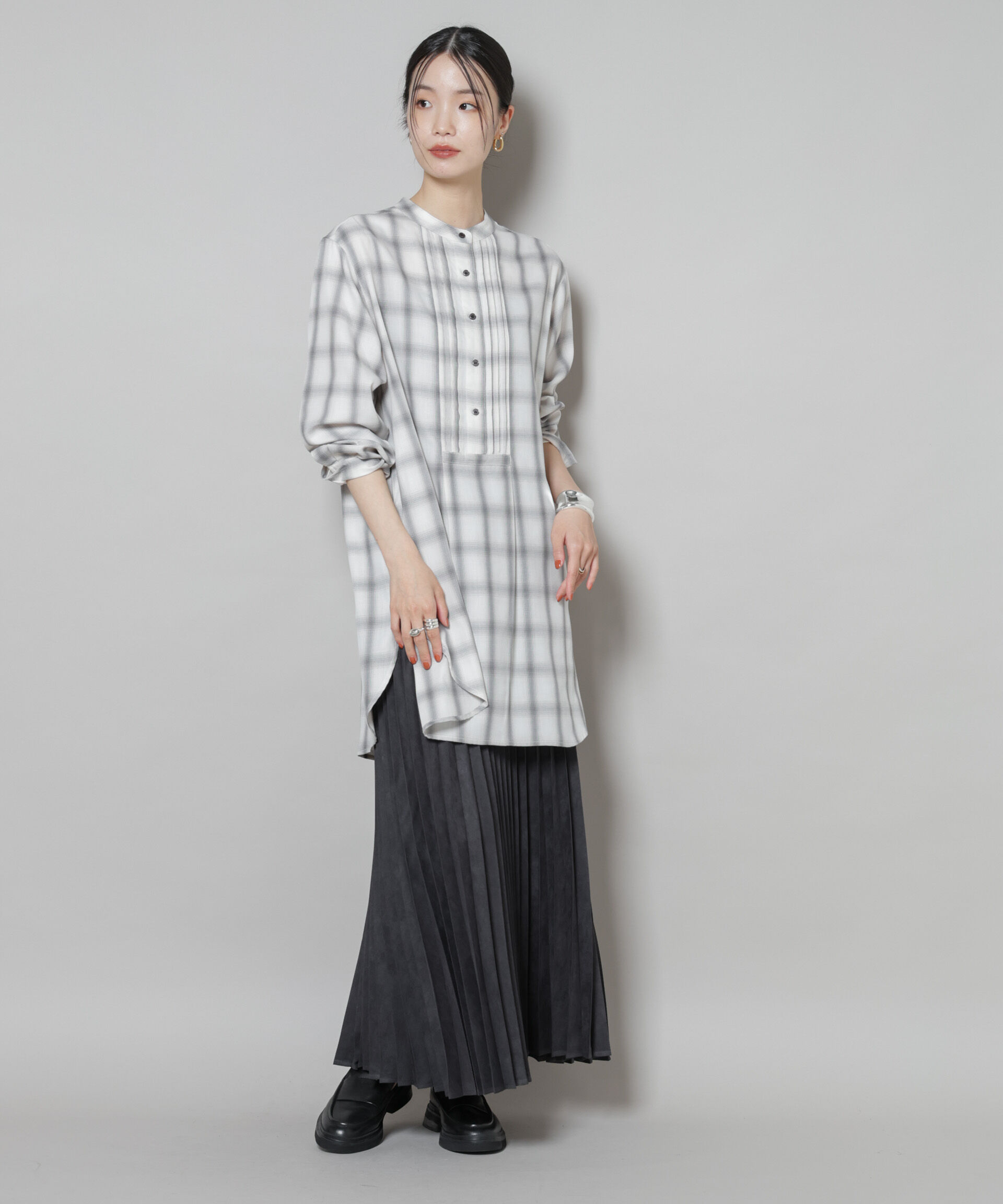 nano･universe「フェイクスエードプリーツスカート(セットアップ可)」|スカート|