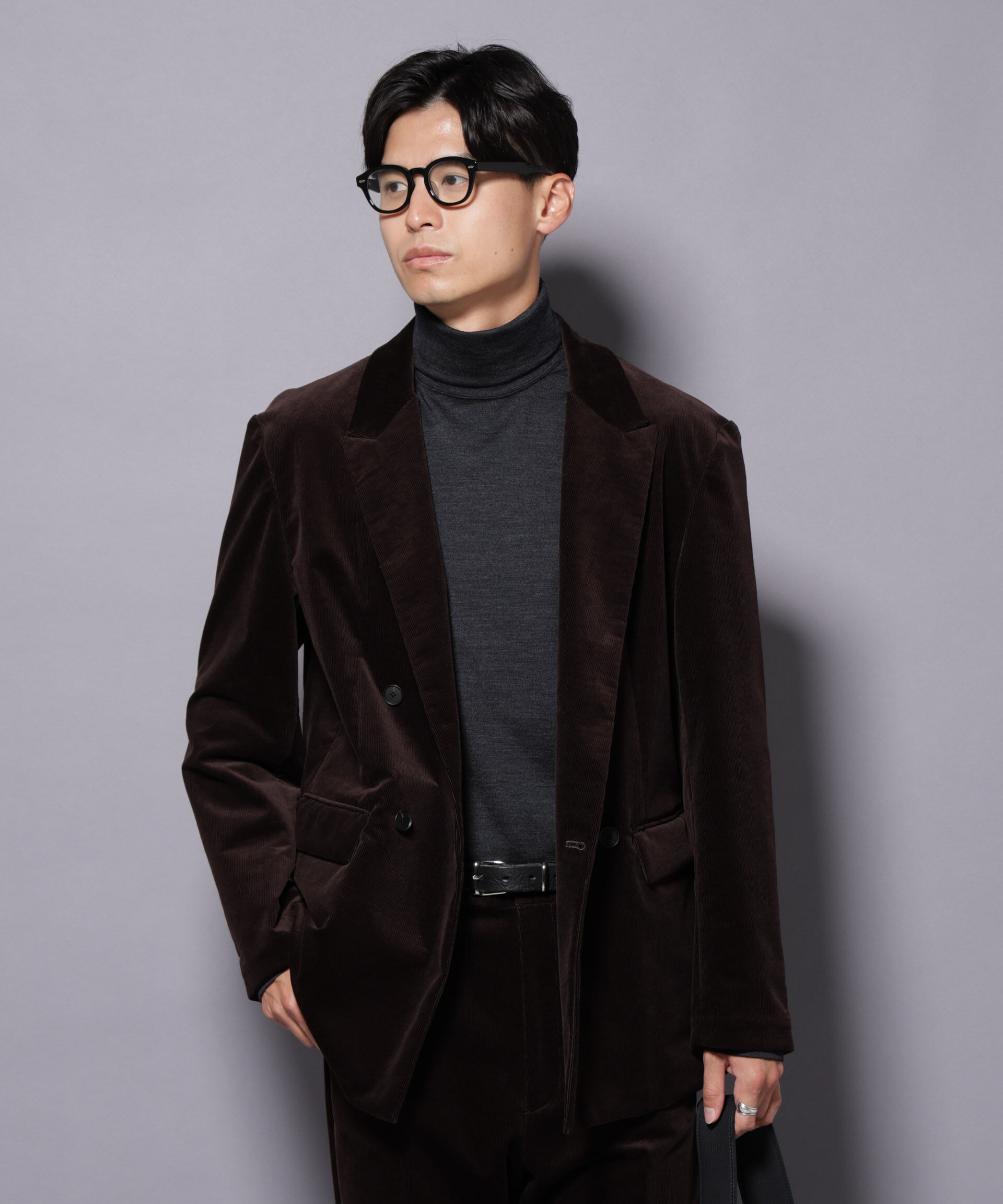 nano･universe「AIRコーデュロイ ダブルブレストジャケット/STRETCH（セットアップ可）」|テーラードジャケット|D.ブラウン2