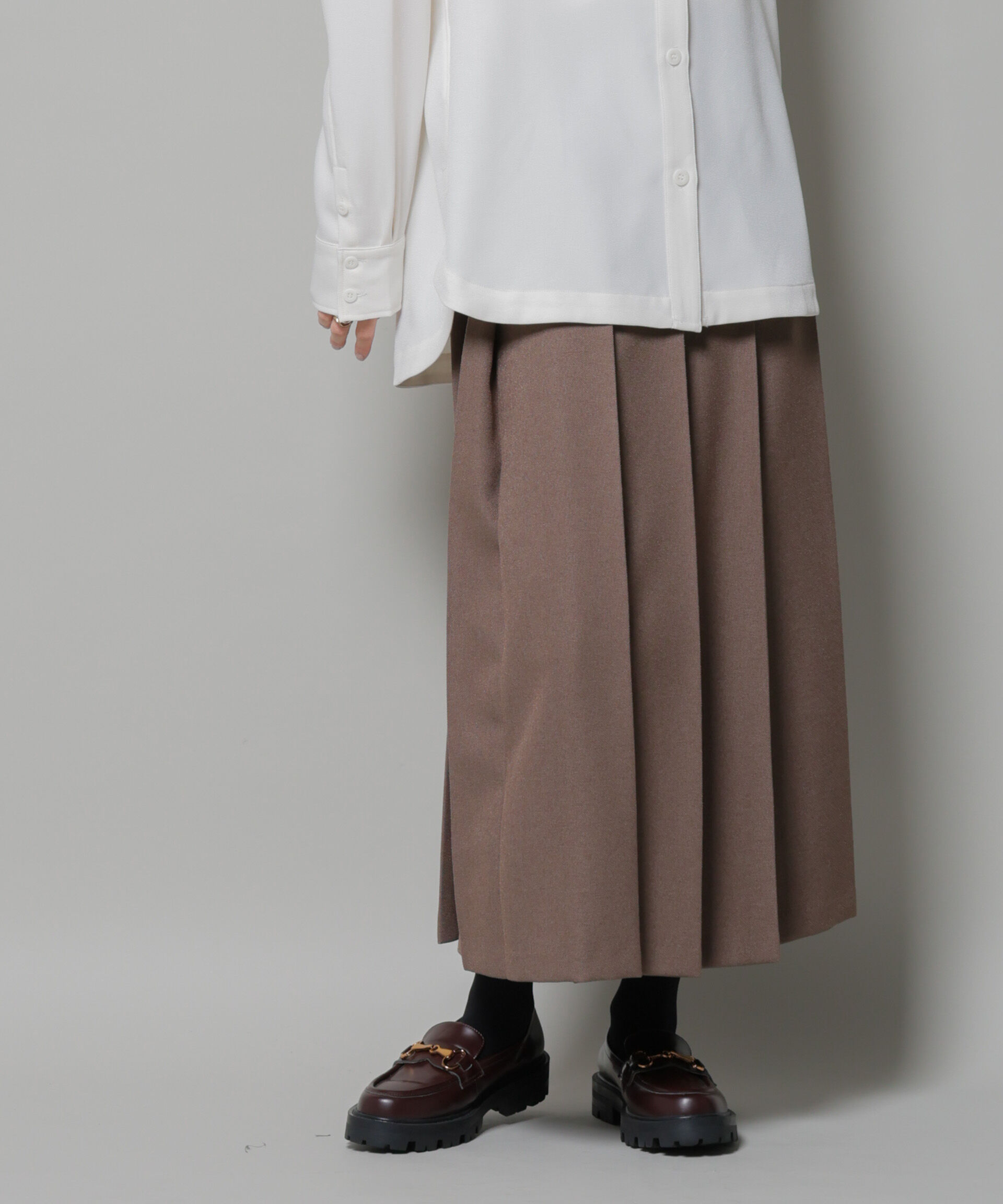 nano･universe「ワイドプリーツロングスカート」|スカート|
