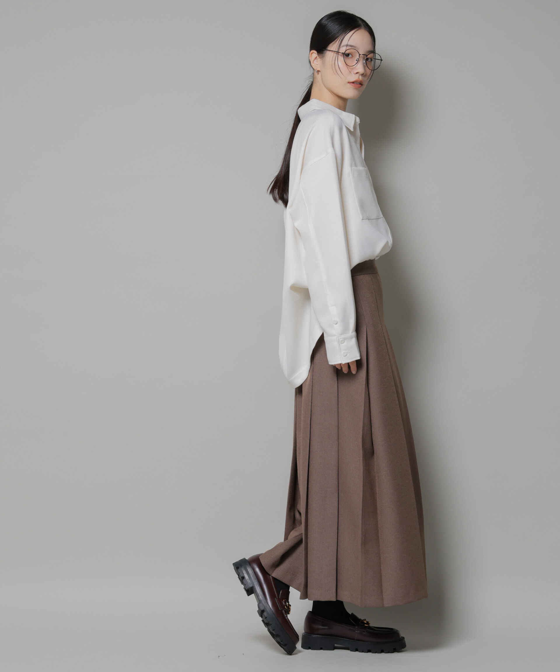 nano･universe「ワイドプリーツロングスカート」|スカート|