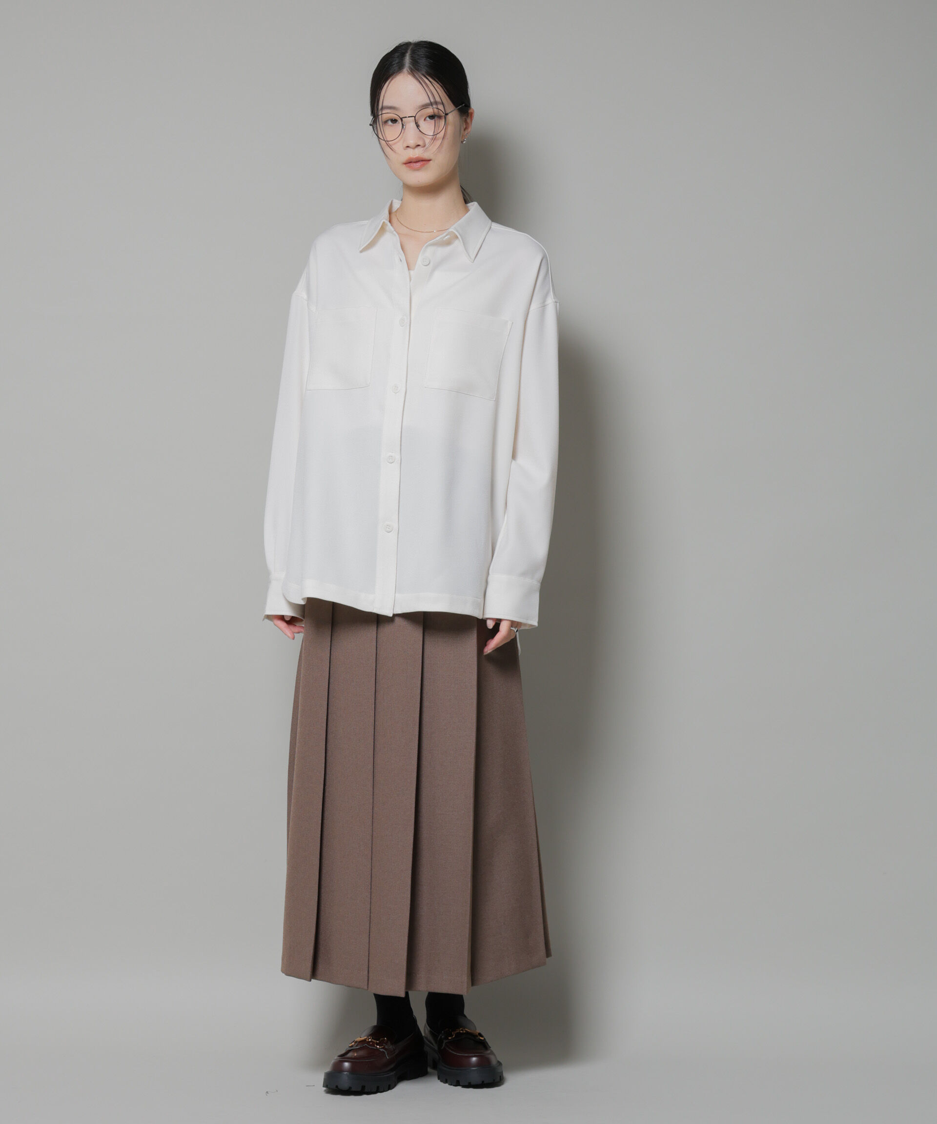 nano･universe「ワイドプリーツロングスカート」|スカート|