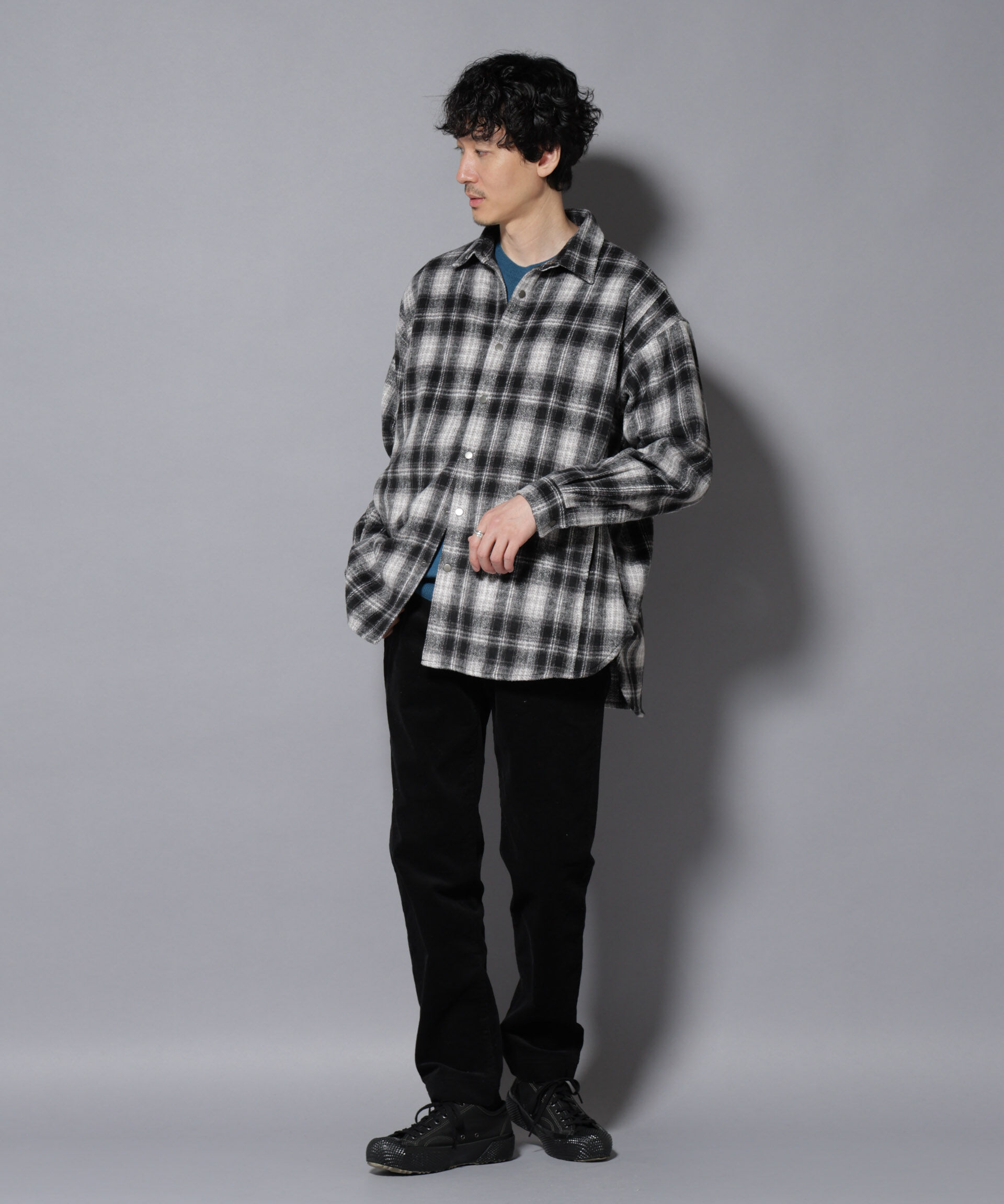 nano･universe「シャギーオンブレーチェックジャケット」|ブルゾン・スタジャン|
