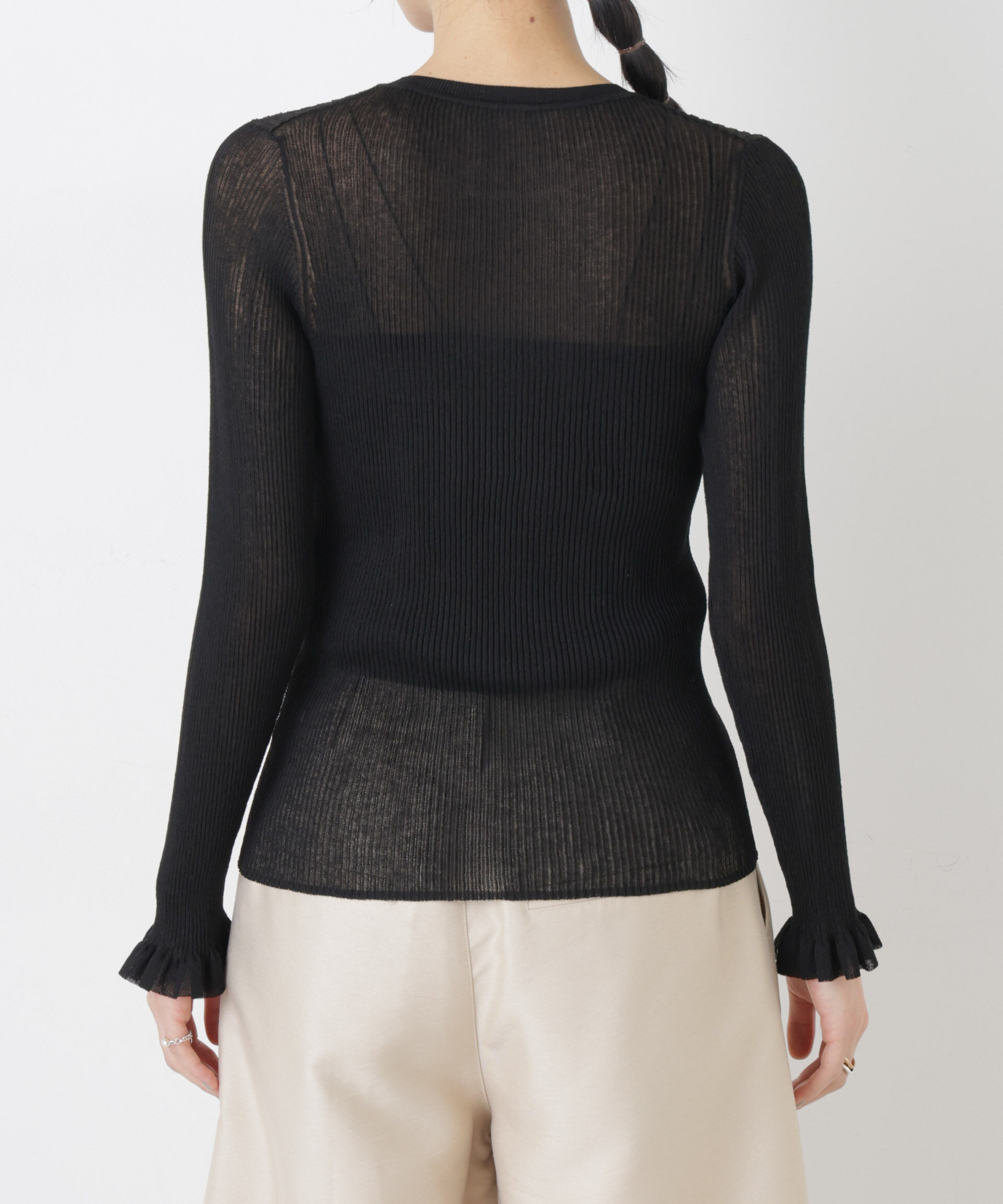 nano･universe「シアーリブフリルカフニット」|ニット・セーター|