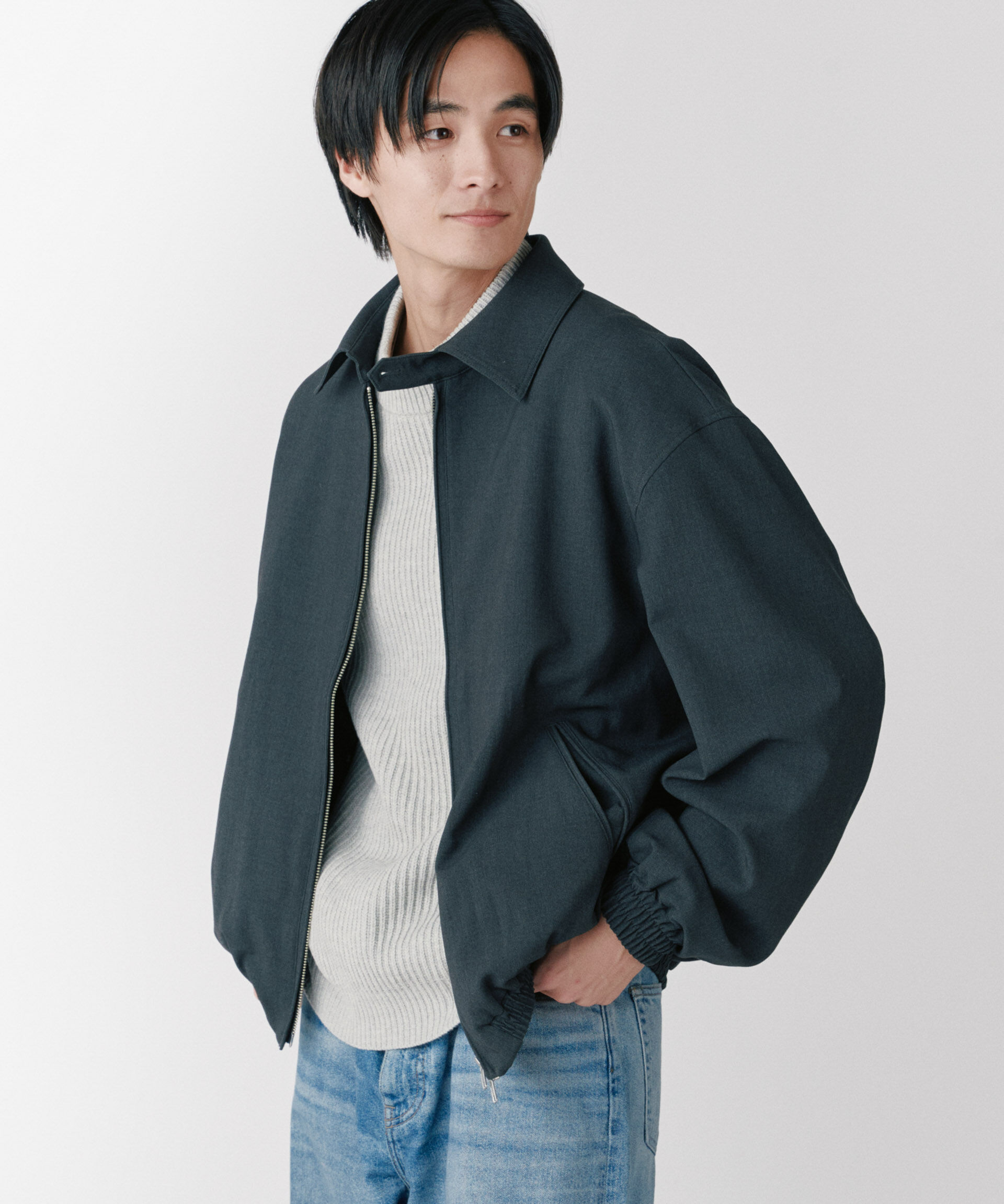 nano･universe「「モダンコンフォート」TRビックタックギャザーブルゾン」|ブルゾン・スタジャン|チャコール3