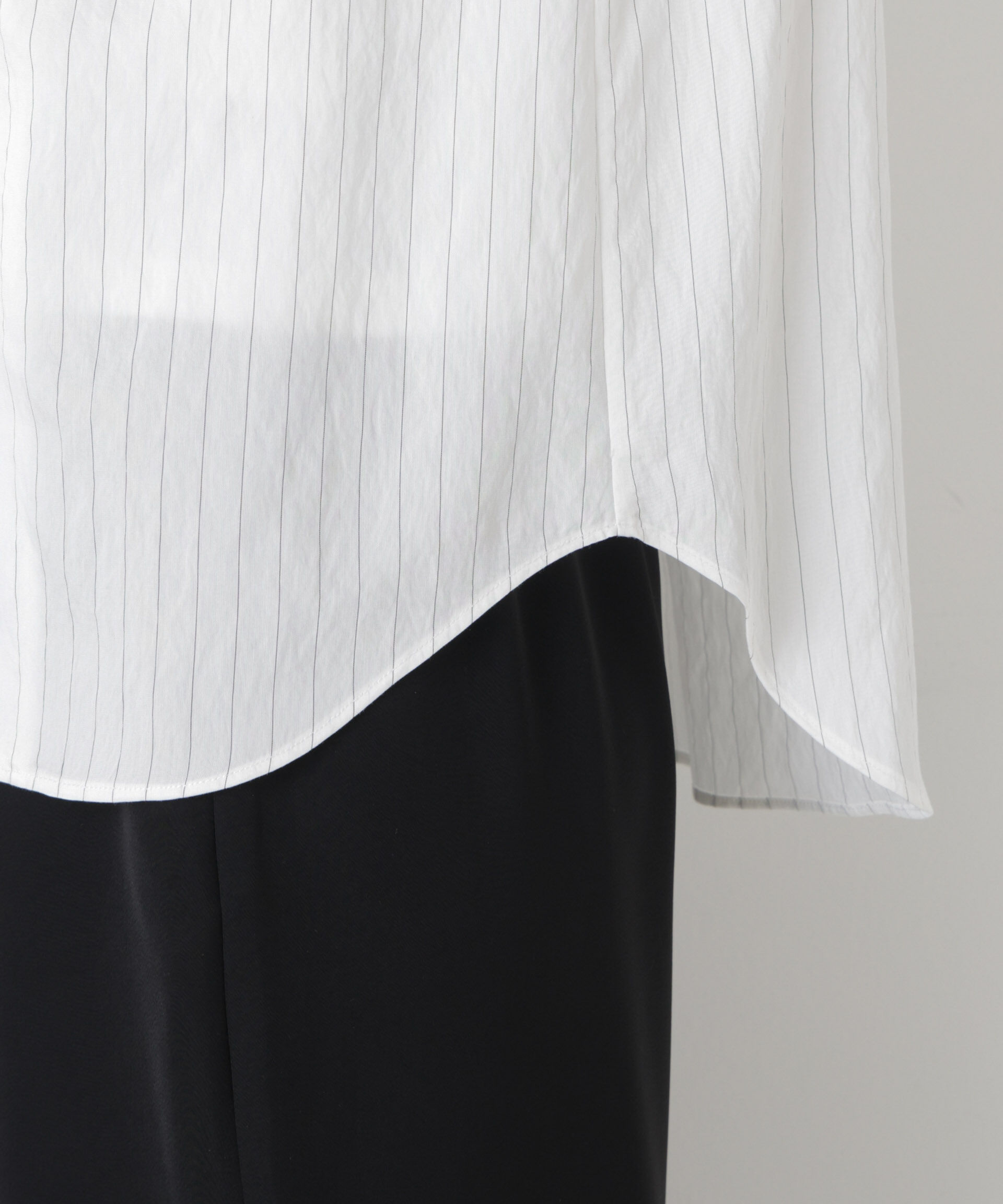 nano･universe「ストライプフリルブラウス」|シャツ・ブラウス|