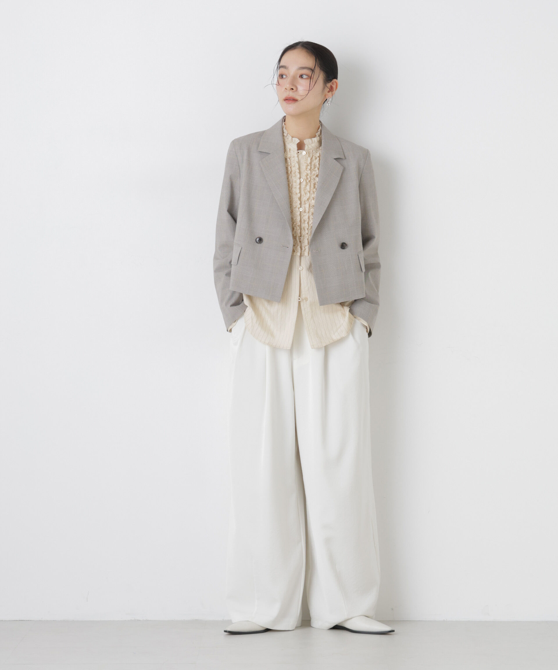 nano･universe「ストライプフリルブラウス」|シャツ・ブラウス|