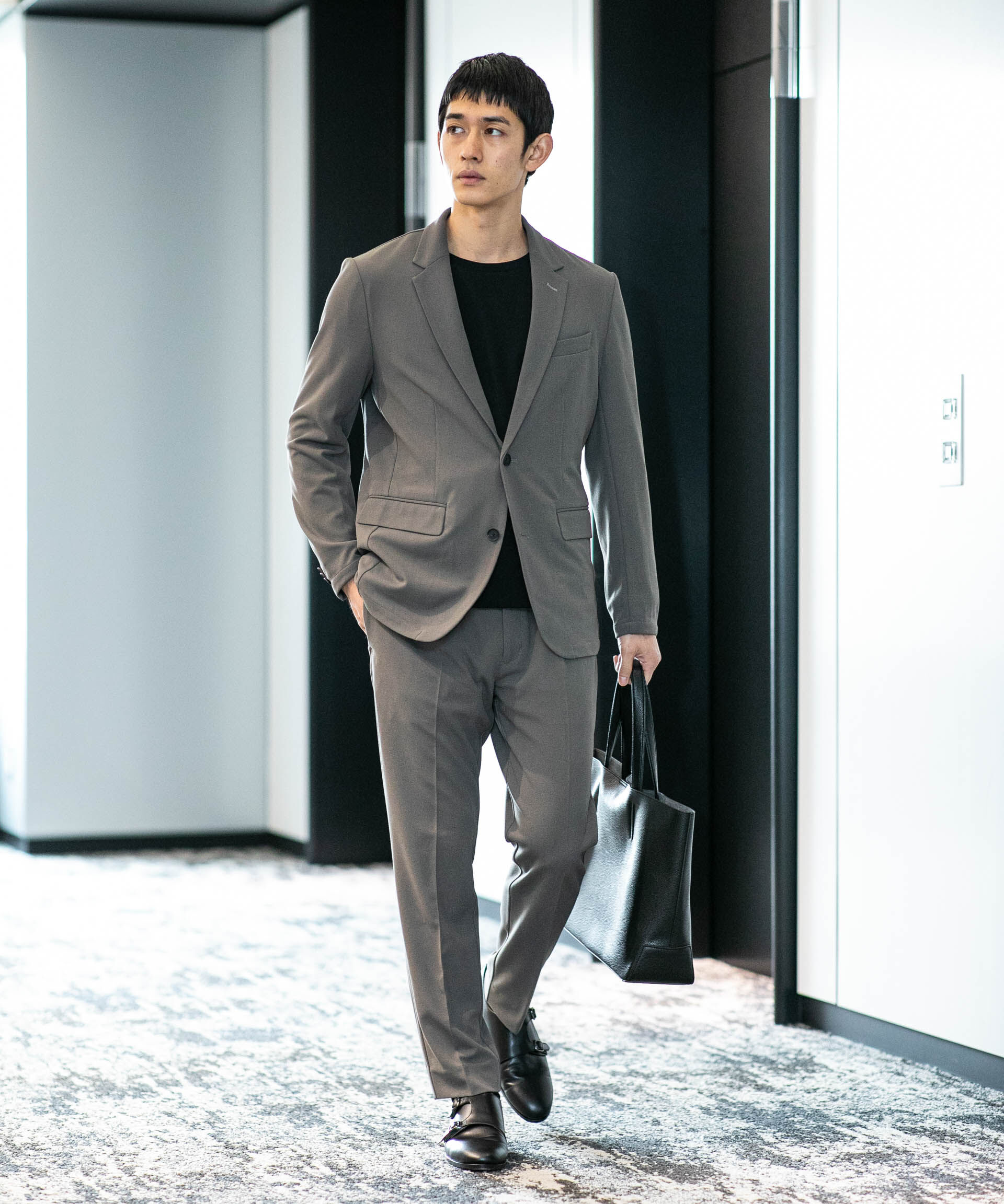 nano･universe「｢Damerino Pack｣for Jet Setter ブークレージャージセットアップ」|スーツ|グレージュ3