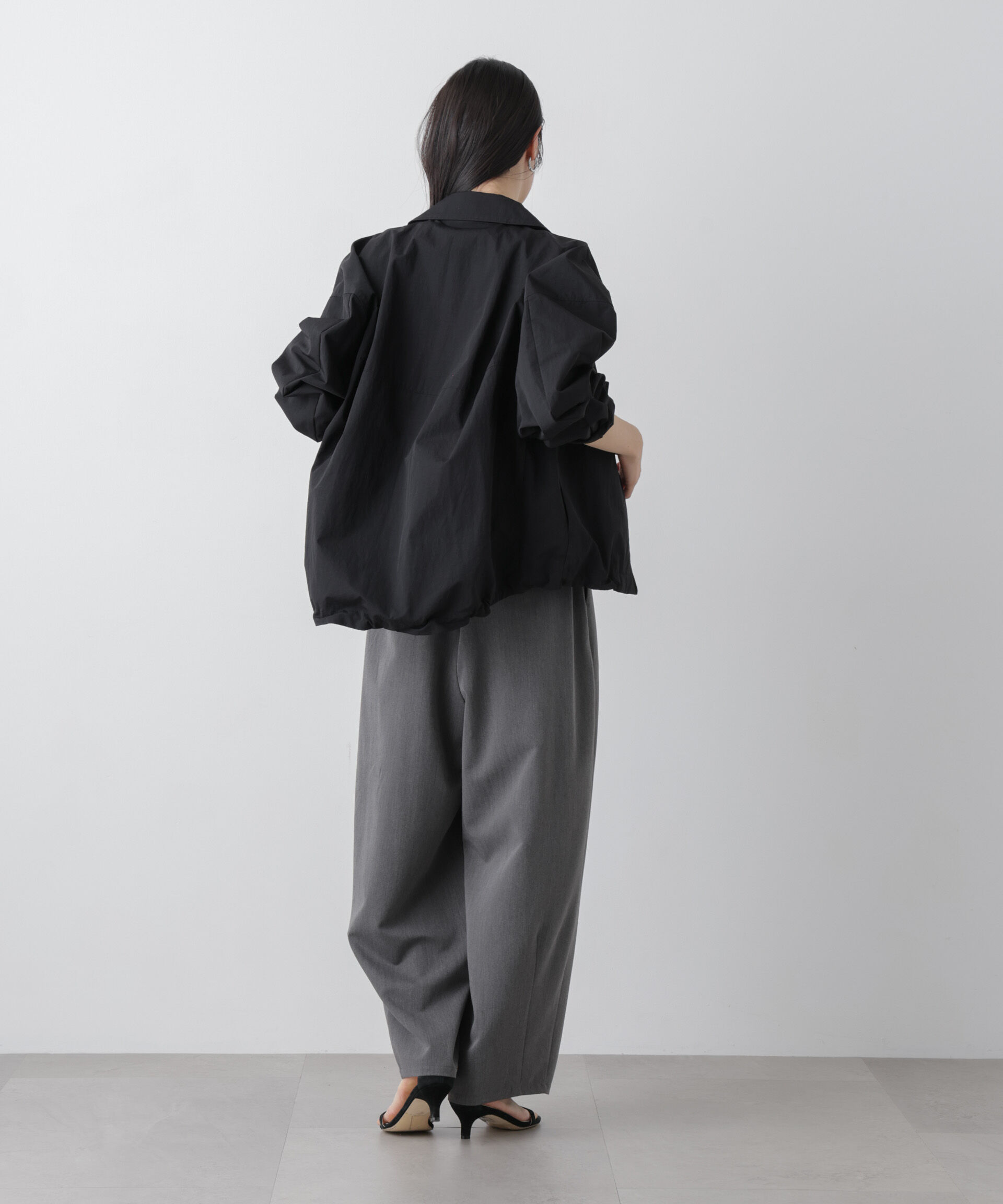 nano･universe「撥水＆花粉ガード コクーンシルエットジップブルゾン」|ブルゾン・スタジャン|