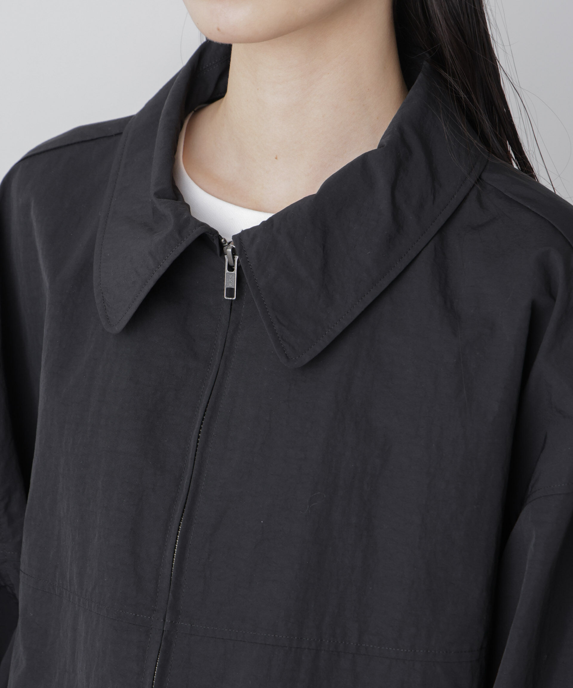 nano･universe「撥水＆花粉ガード コクーンシルエットジップブルゾン」|ブルゾン・スタジャン|