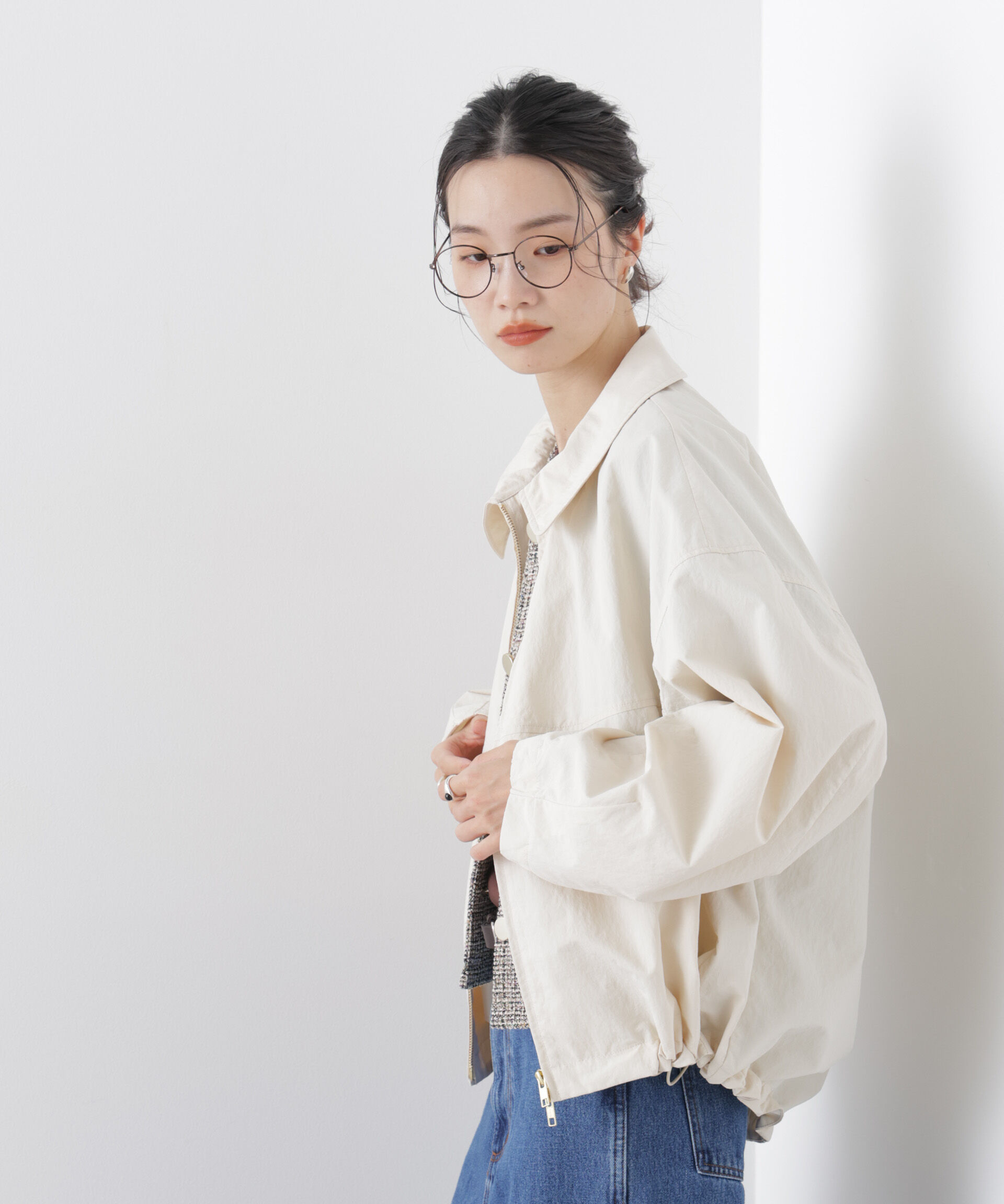 nano･universe「撥水＆花粉ガード コクーンシルエットジップブルゾン」|ブルゾン・スタジャン|