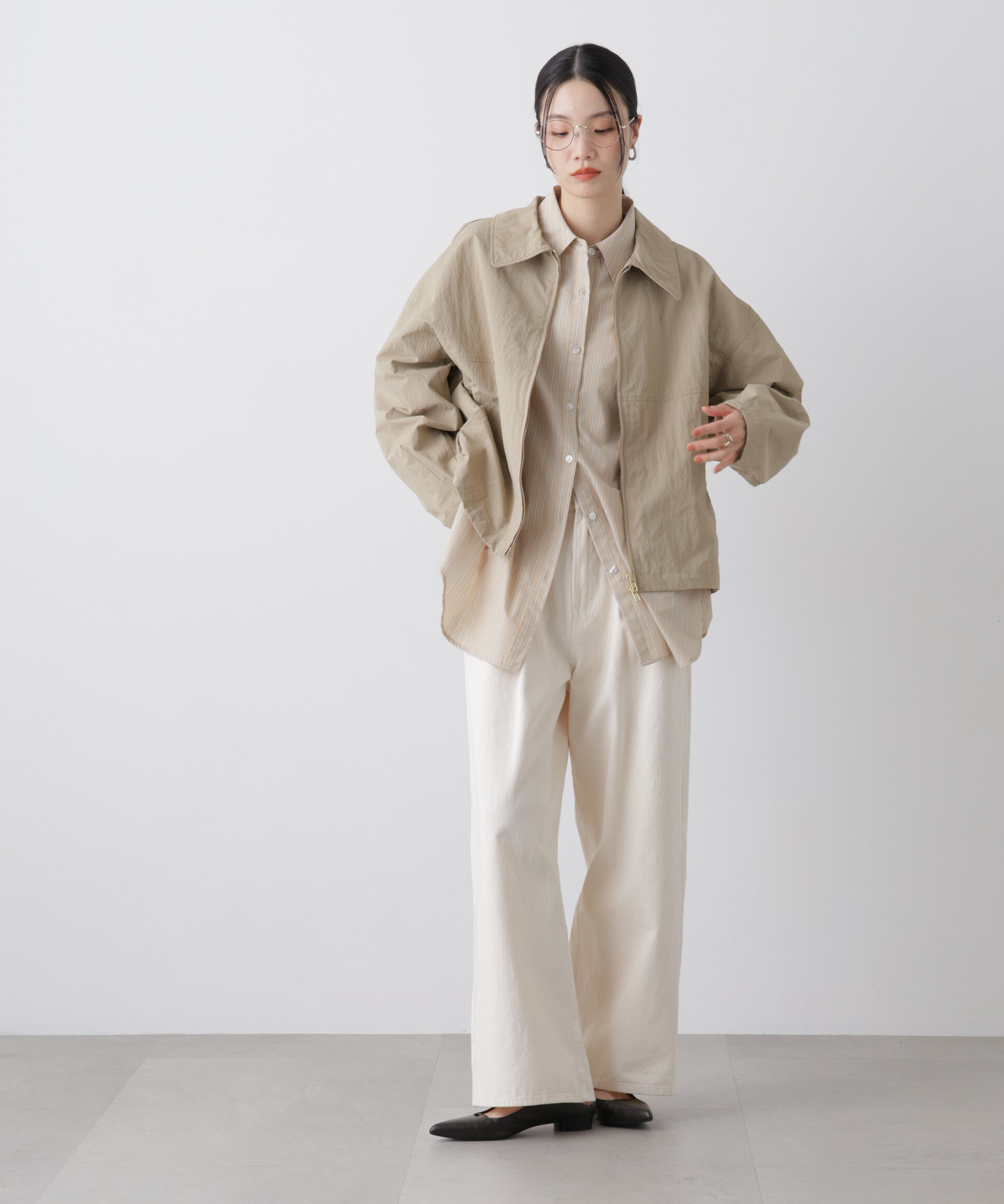 nano･universe「撥水＆花粉ガード コクーンシルエットジップブルゾン」|ブルゾン・スタジャン|