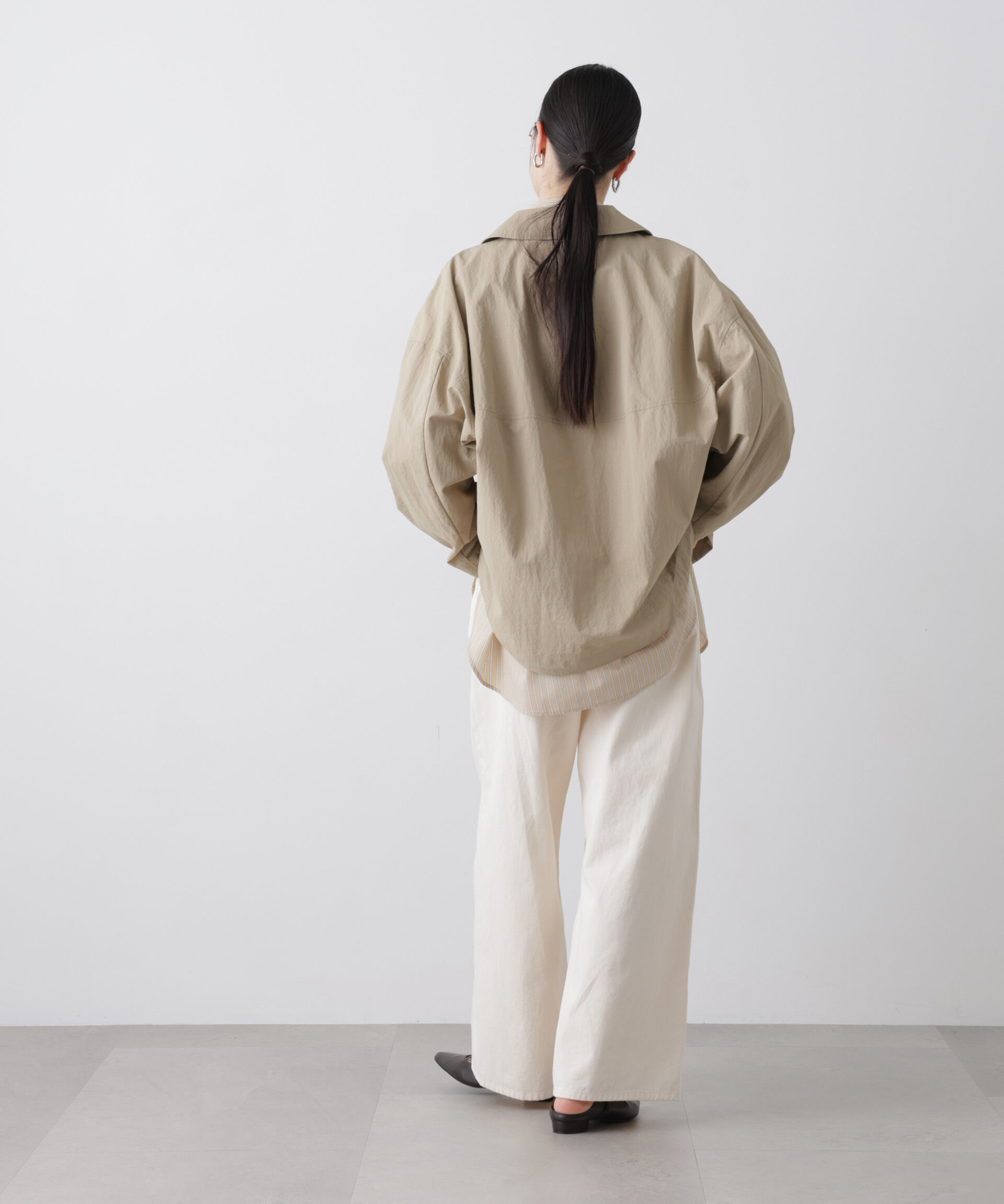 nano･universe「撥水＆花粉ガード コクーンシルエットジップブルゾン」|ブルゾン・スタジャン|