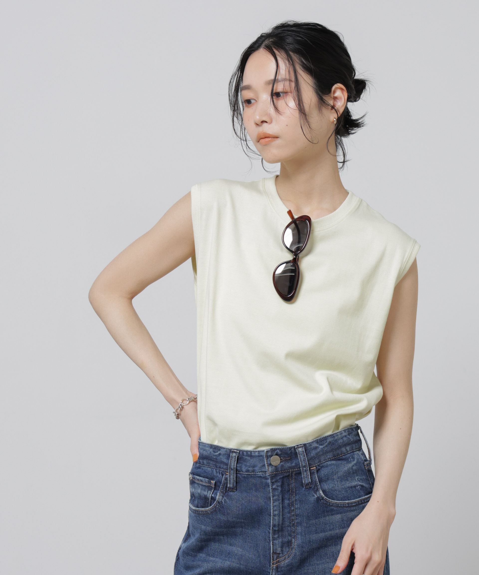 nano･universe「Anti Soaked(R) 汗染み防止カラフルノースリTシャツ」|Tシャツ・カットソー|L.イエロー1