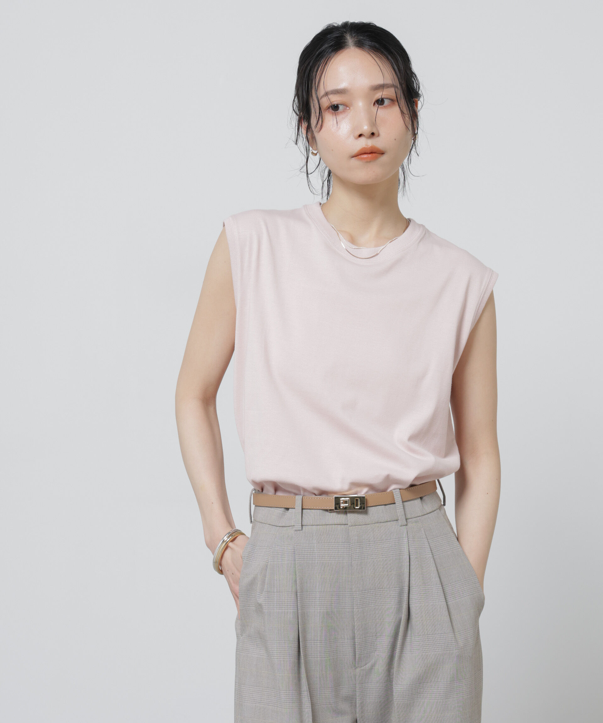 nano･universe「Anti Soaked(R) 汗染み防止カラフルノースリTシャツ」|Tシャツ・カットソー|L.ピンク1